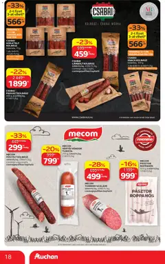 Auchan akciós újság - amely érvényes a következő dátumtól: 14.05.2026 | Oldal: 18 | Termékek: Kolbász, Vastagkolbász, Szalámi, Ketchup