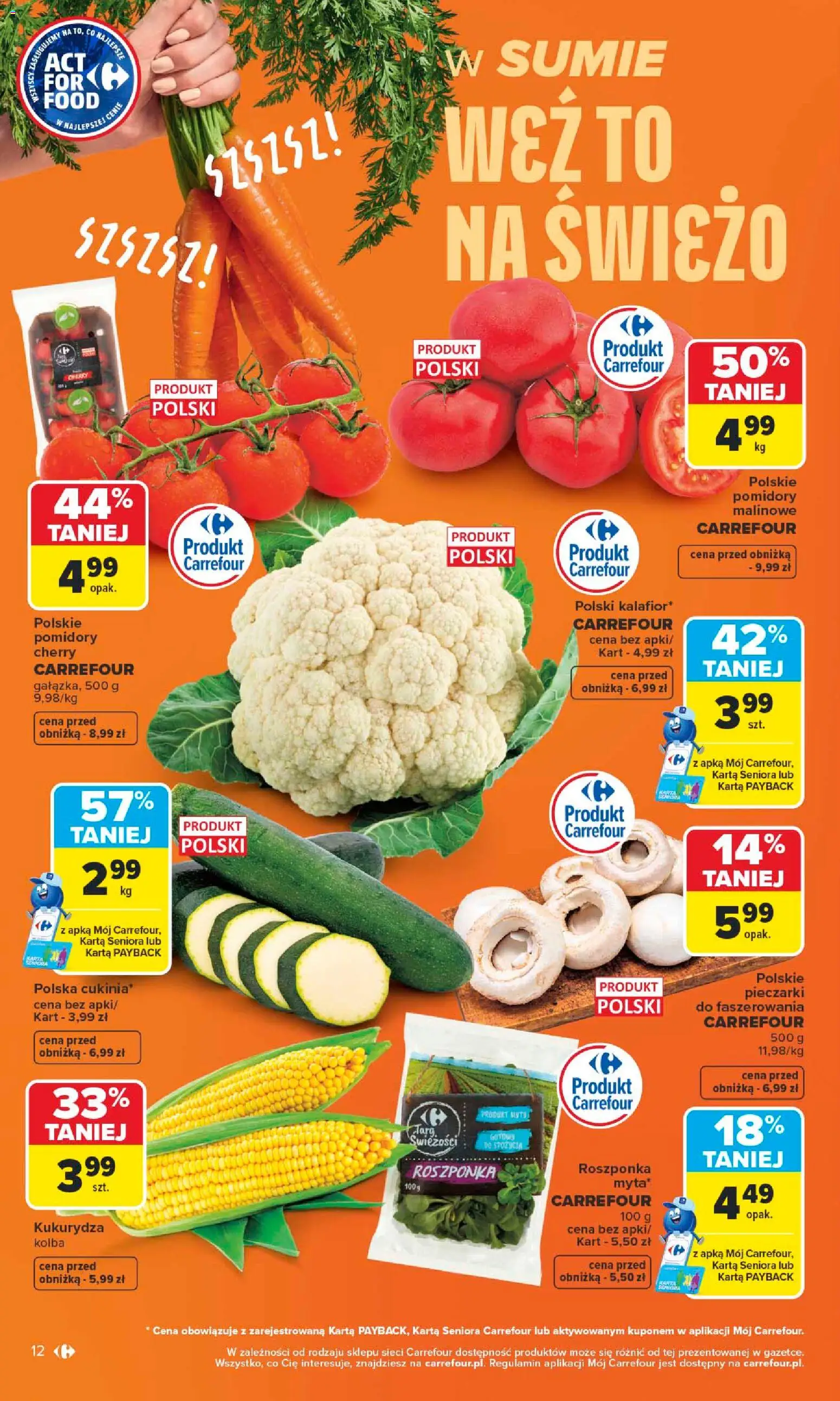 Carrefour gazetka od 06.07.2026 | Strona: 12 | Produkty: Karta, Kukurydza, Pomidory malinowe, Pomidory