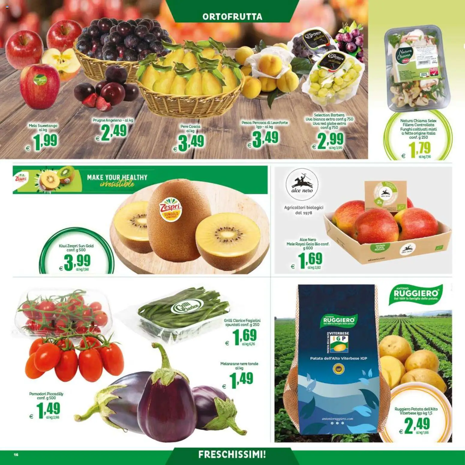 Volantino Elite Supermercati del 04/09/2026 | Pagina: 16 | Prodotti: Pere, Prugne, Patate, Fagiolini