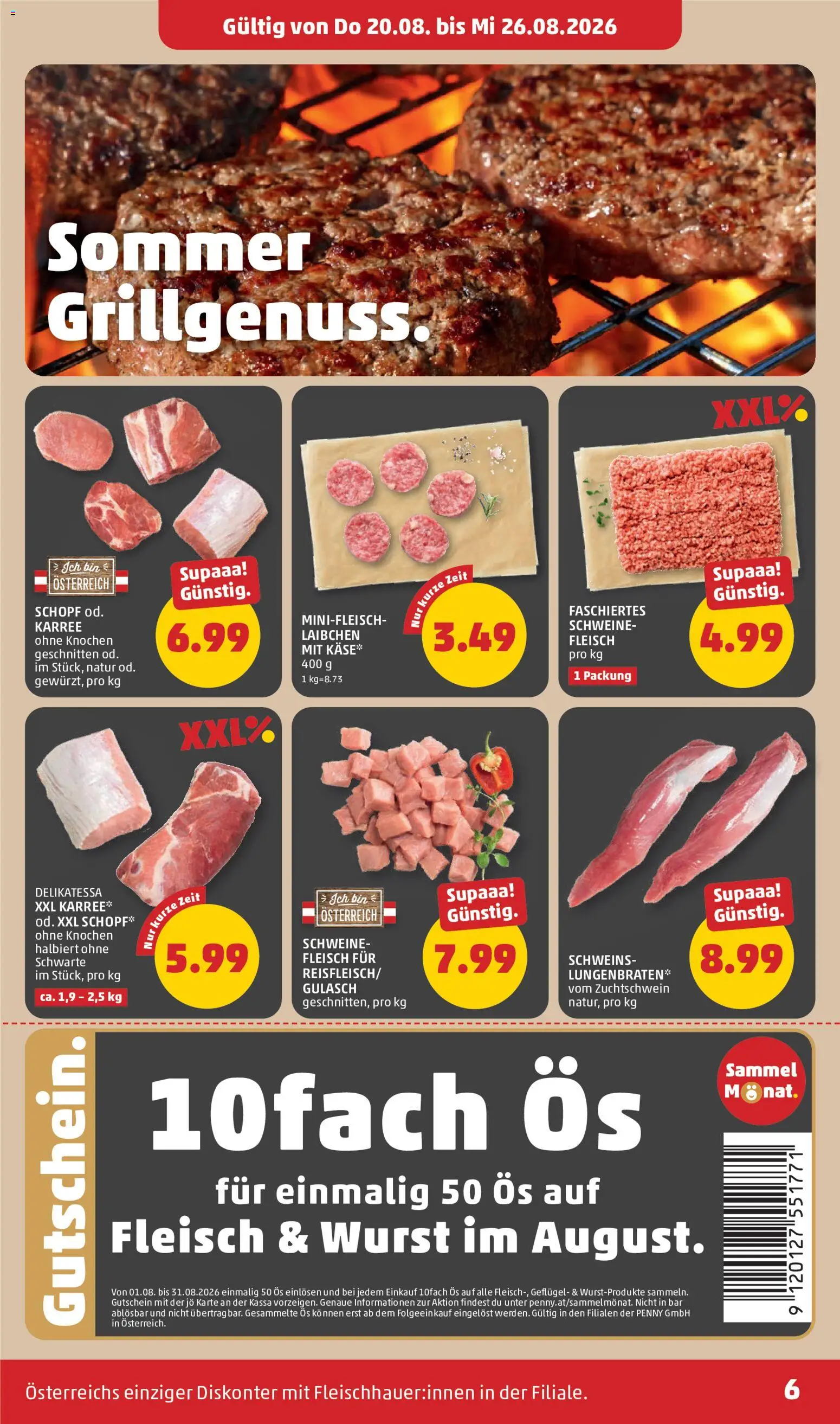 Penny Markt Flugblatt gültig ab 20.08.2026 | Seite: 6 | Produkte: Wurst, Käse