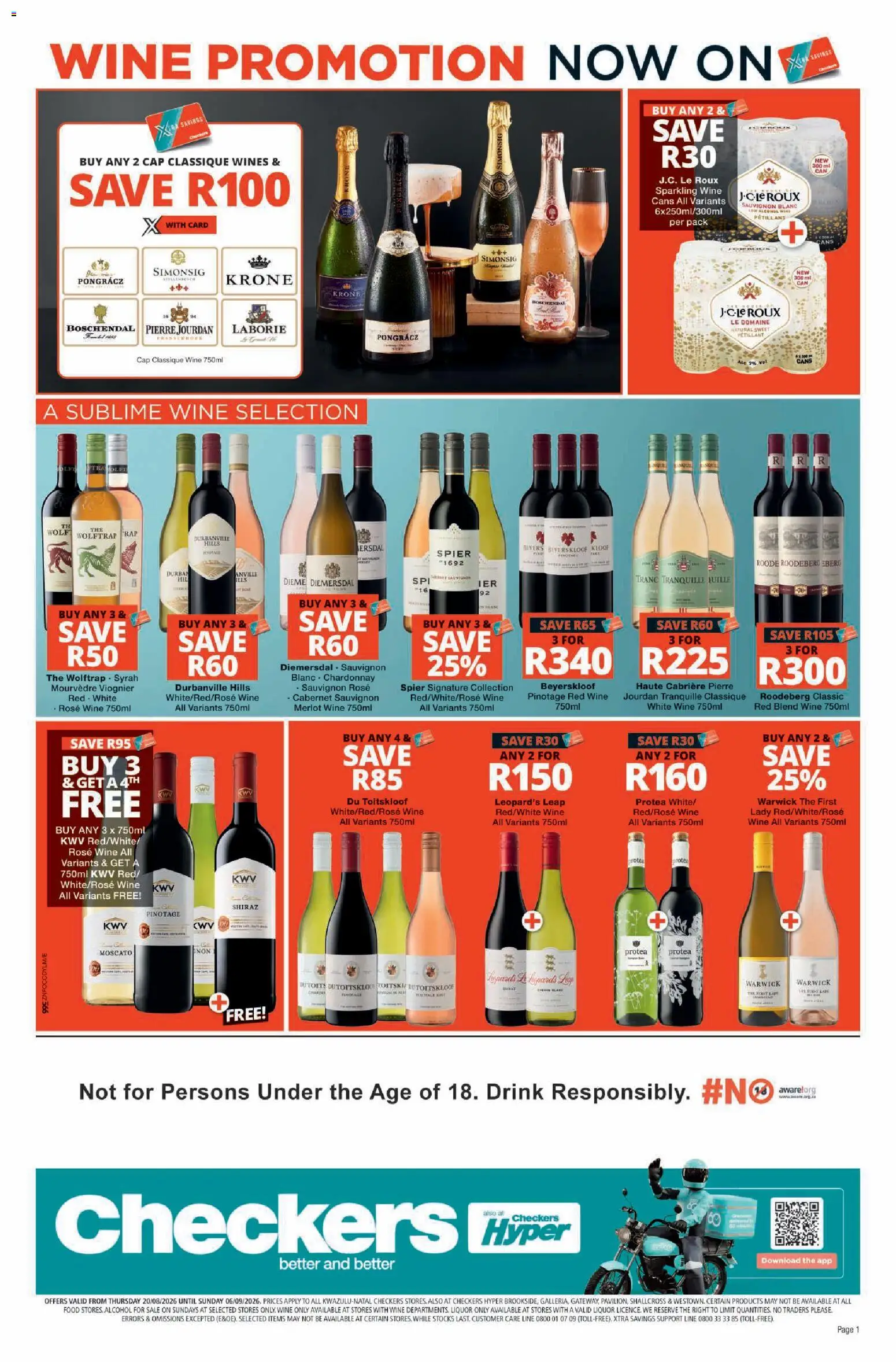 New Checkers catalogue – valid from 20/08/2026 | Page: 1 | Products: Cap, Alcohol, Wine, Red Wine