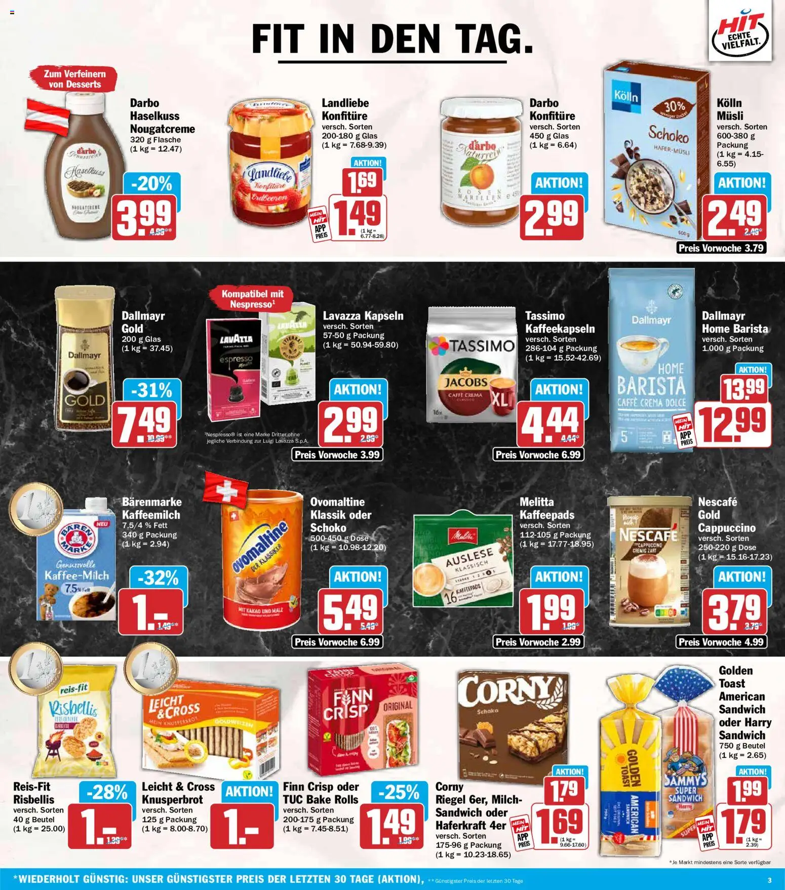 HIT Prospekt – gültig ab 06.07.2026 | Seite: 3 | Produkte: Ovomaltine, Kaffeepads, Kolln musli, Toast
