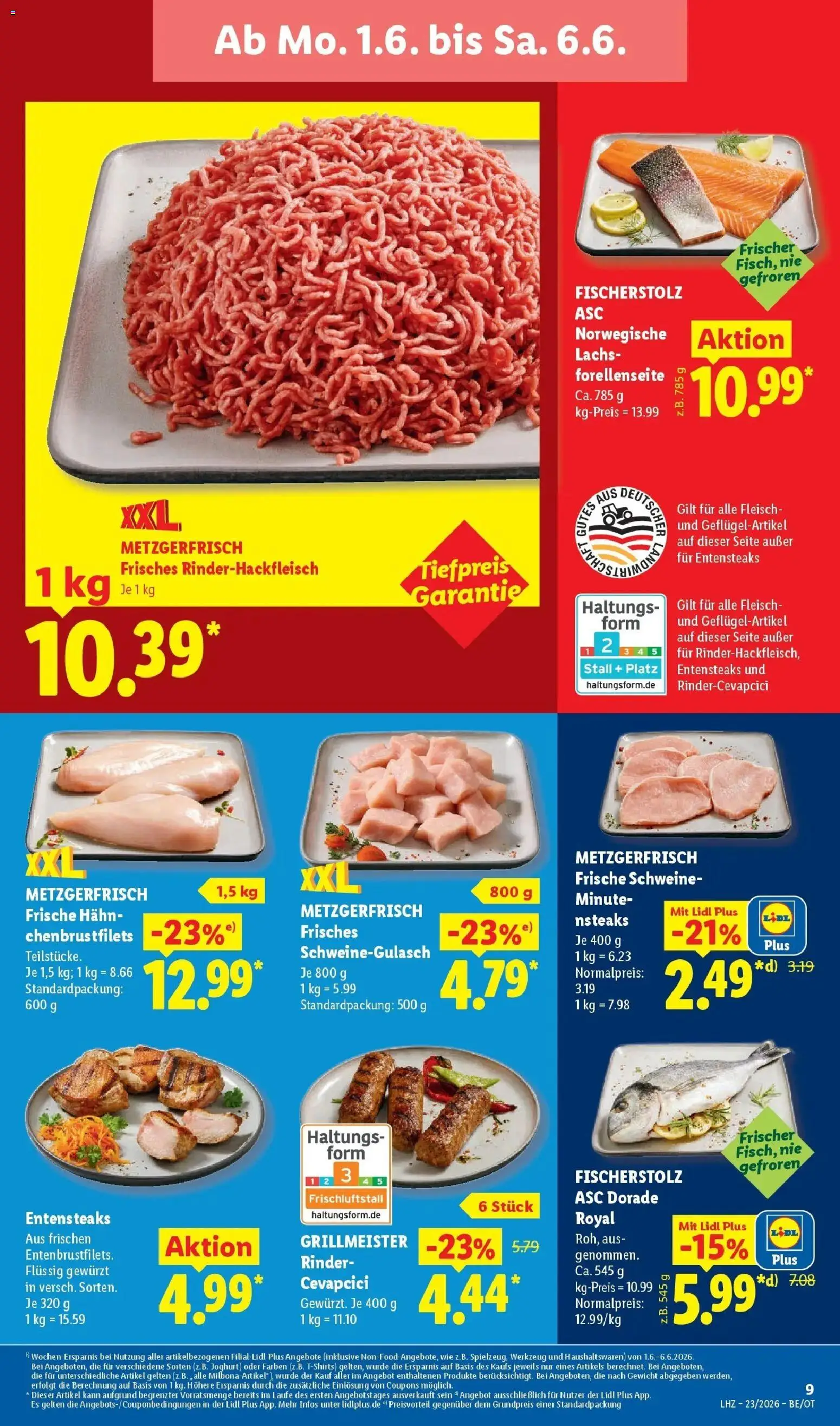 Lidl Prospekt Mahlow – gültig ab 01.06.2026 | Seite: 19 | Produkte: Schweinegulasch, Gewicht, Lachs, Fleisch