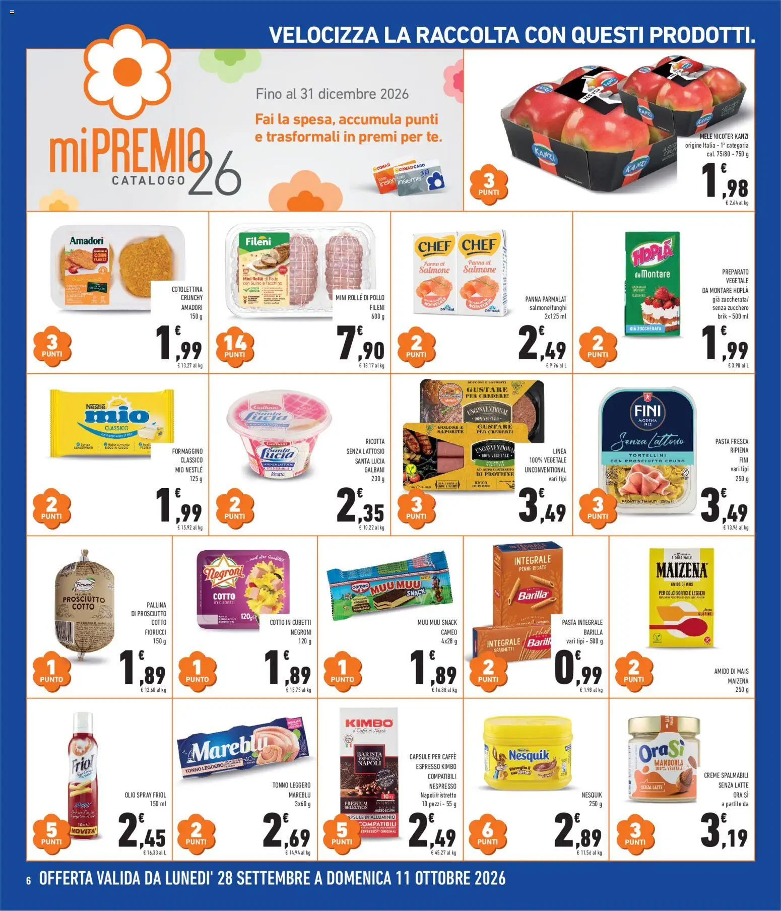 Volantino Conad del 30/09/2026 | Pagina: 6 | Prodotti: Salmone, Formaggio, Prosciutto, Penne