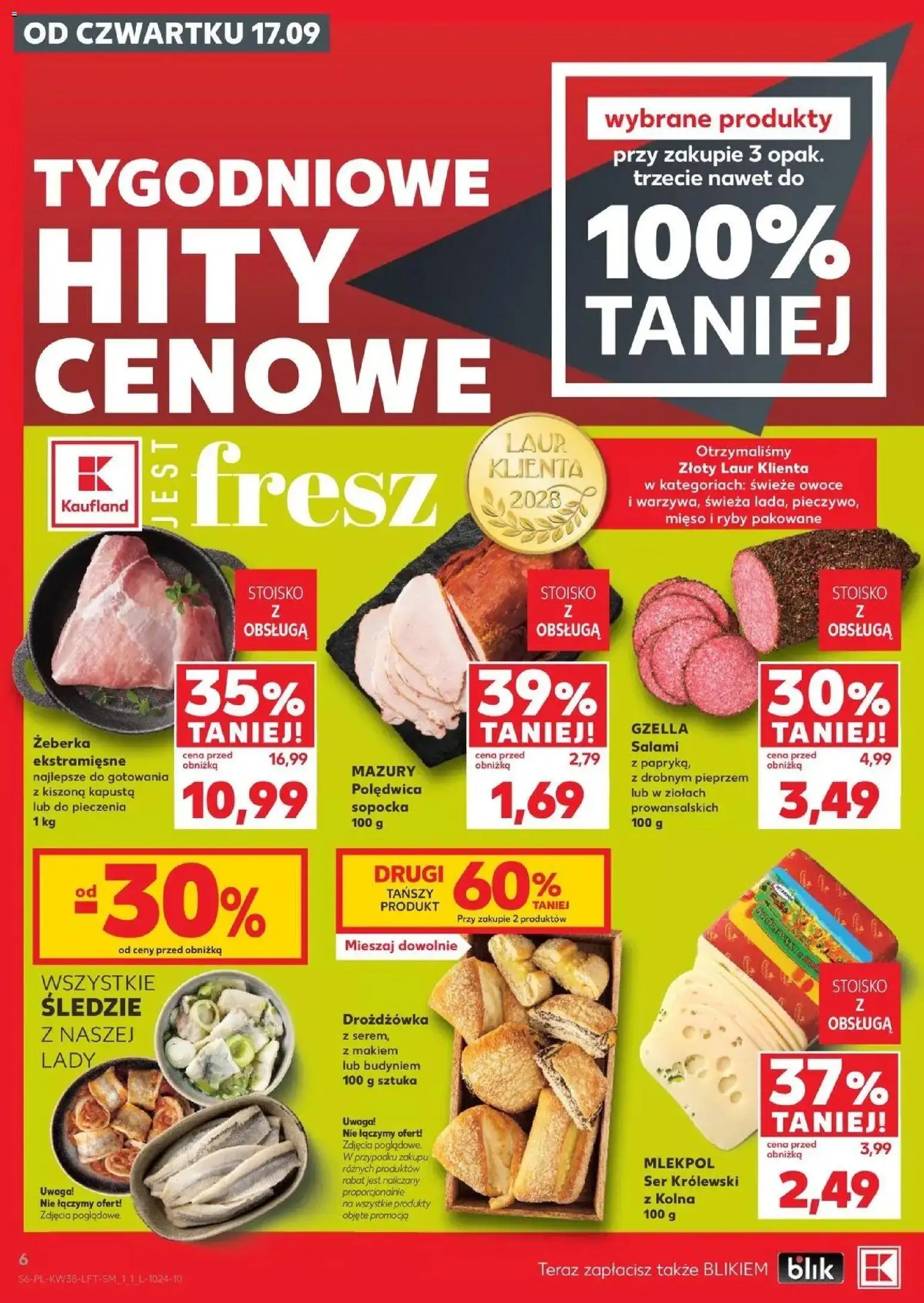Kaufland gazetka od 17.09.2026 - od jutra PDF | Strona: 6 | Produkty: Śledzie, Kiszona kapusta, Ser, Ryby