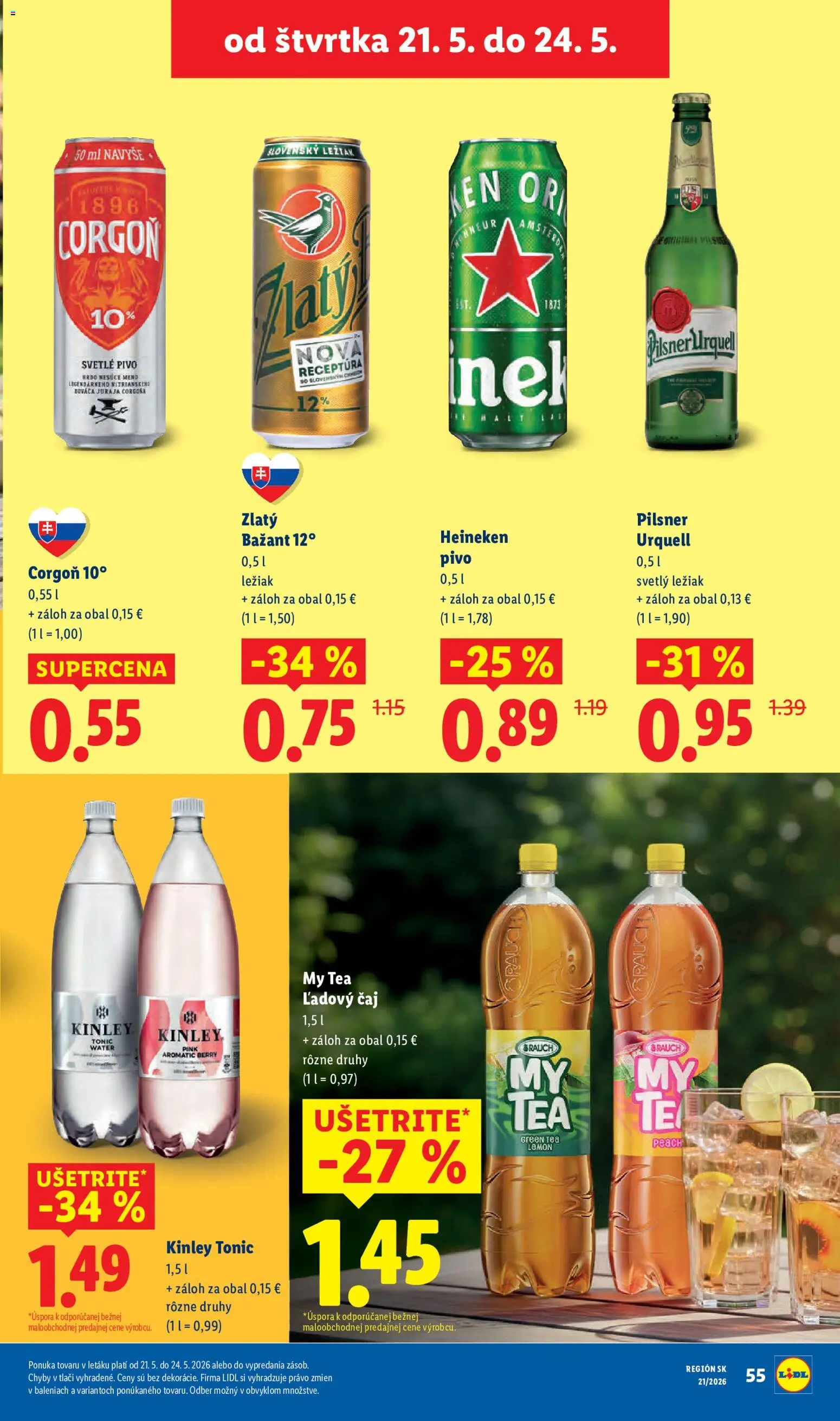 Nové Lidl akcie – leták je platný od 18.05.2026 | Strana: 69 | Produkty: Pivo, Čaj, Zlatý Bažant, Corgoň