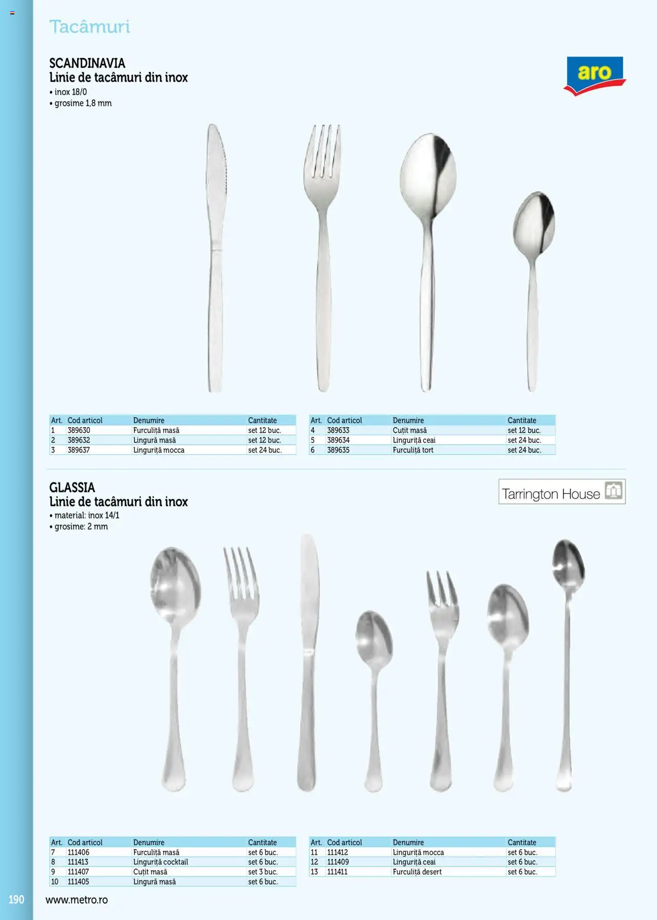 Noul catalog Metro – valabil de la 17.09.2025 | Pagină: 190 | Produse: Cuțit, Tort, Cocktail, Ceai