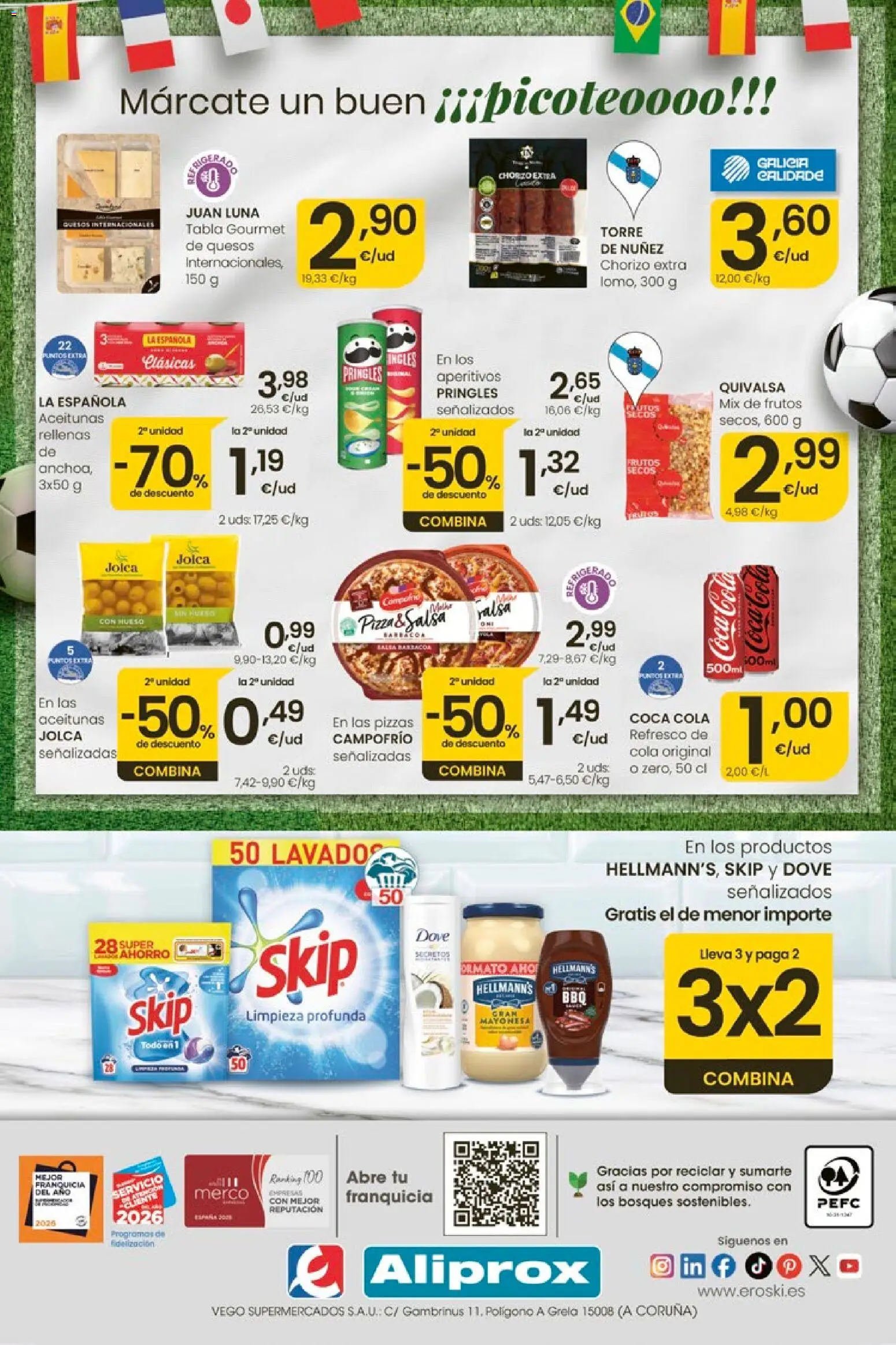 Eroski Ofertas │ válido desde el 11.06.2026 | Página: 8 | Productos: Pizza, Οθόνη προβολής, Barbacoa