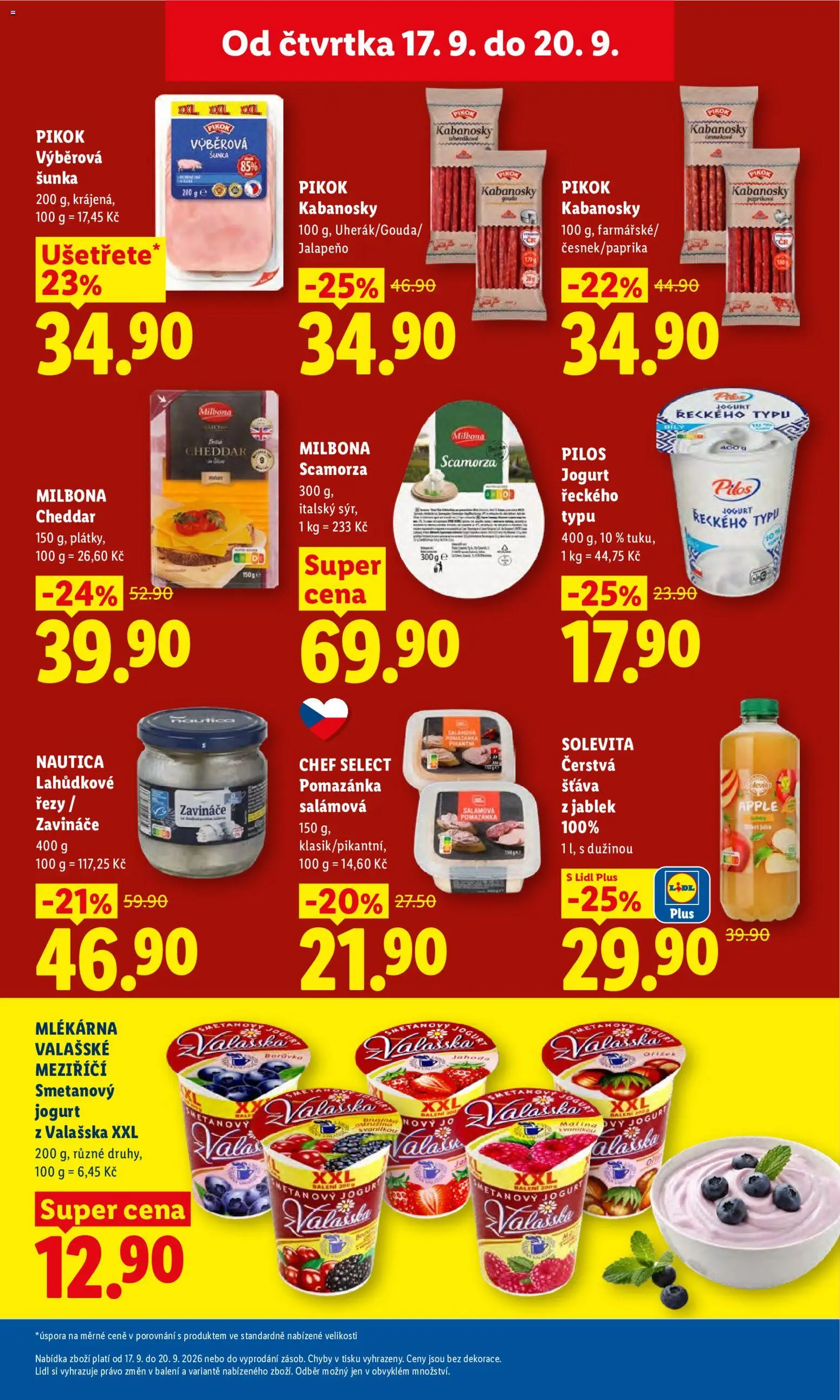 Lidl leták od 17.09.2026 | Strana: 17 | Produkty: Gouda, Smetanový jogurt, Šunka, Scamorza
