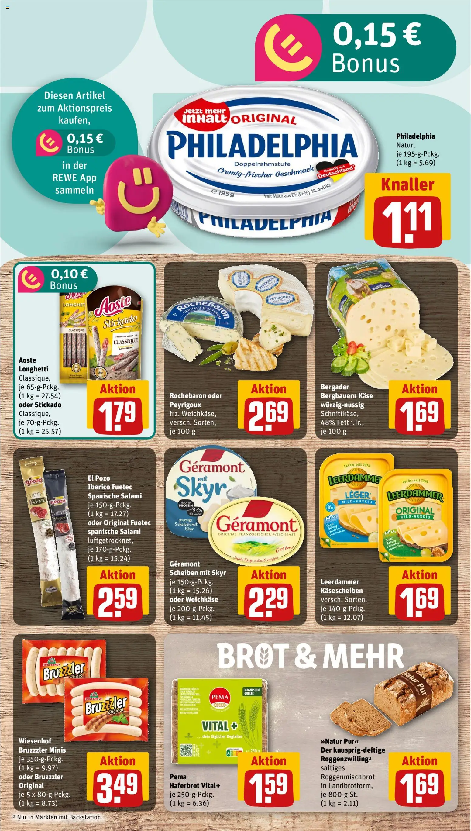 Rewe Prospekt – gültig ab 21.09.2026 | Seite: 15 | Produkte: Milch, Käse, Skyr, Salami