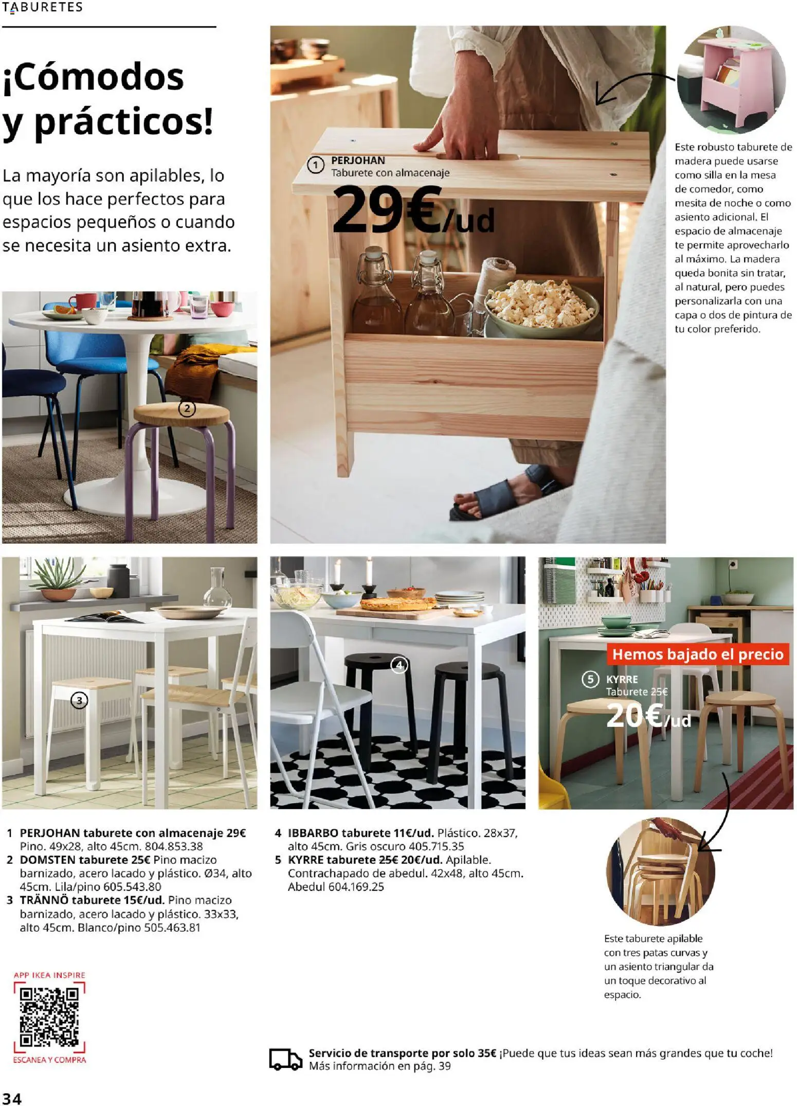 Catálogo IKEA Comedores │ válido desde el 06.03.2026 | Página: 34 | Productos: Taburete, Té, Mesa, Silla