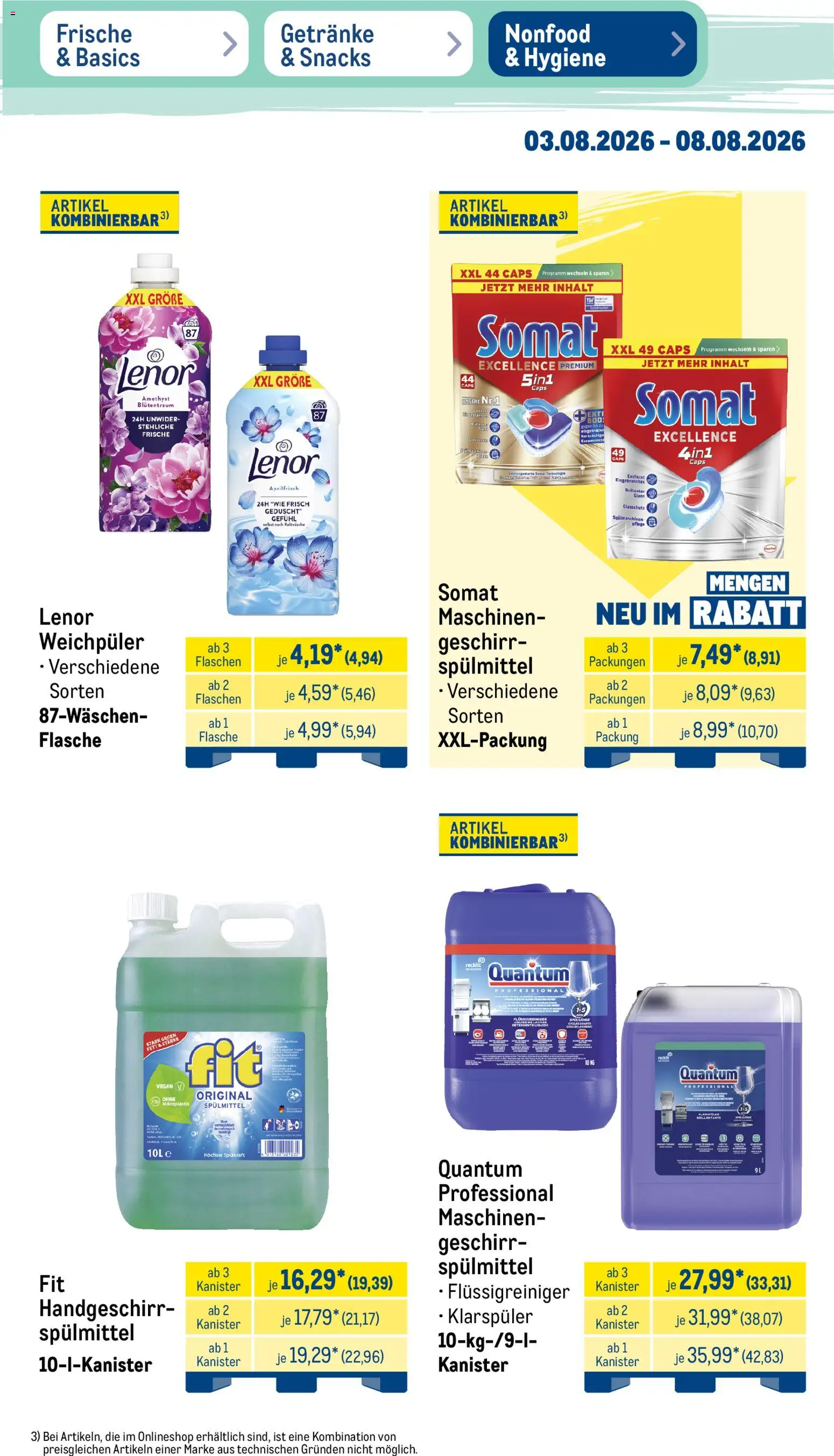 Metro Non Food & Hygiene – gültig ab 03.08.2026 | Seite: 13 | Produkte: Lenor, Klarspüler