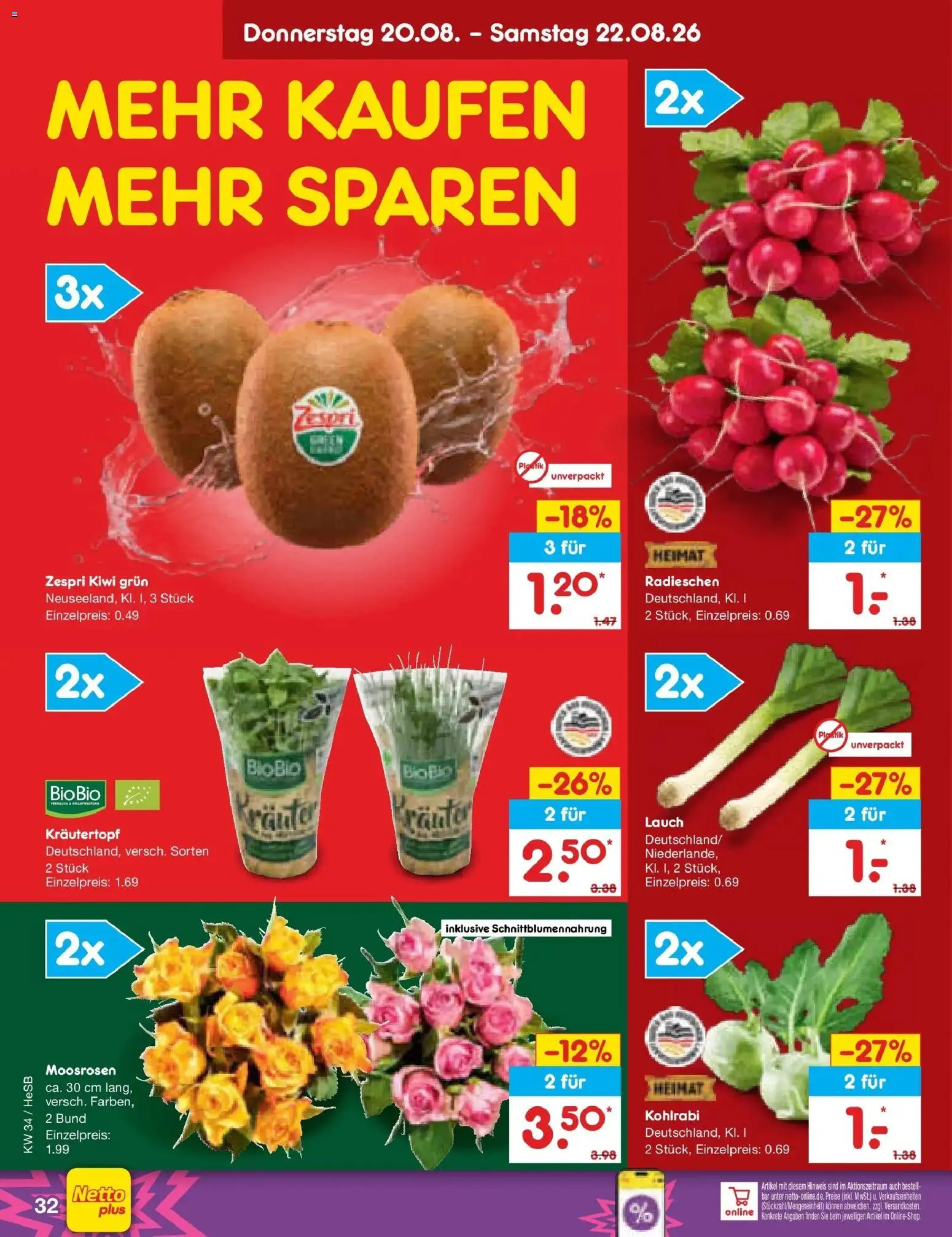 Netto Marken-Discount Prospekt Hamburg – gültig ab 17.08.2026 | Seite: 50 | Produkte: Kohlrabi, Kiwi, Lauch