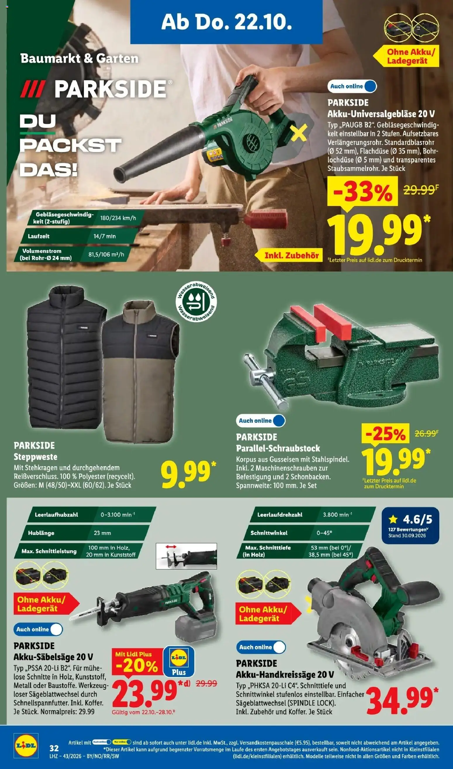 Lidl Prospekt Weikersheim (ab 19.10.2026) zum Blättern » Angebote | Seite: 46 | Produkte: Steppweste, Ladegerät