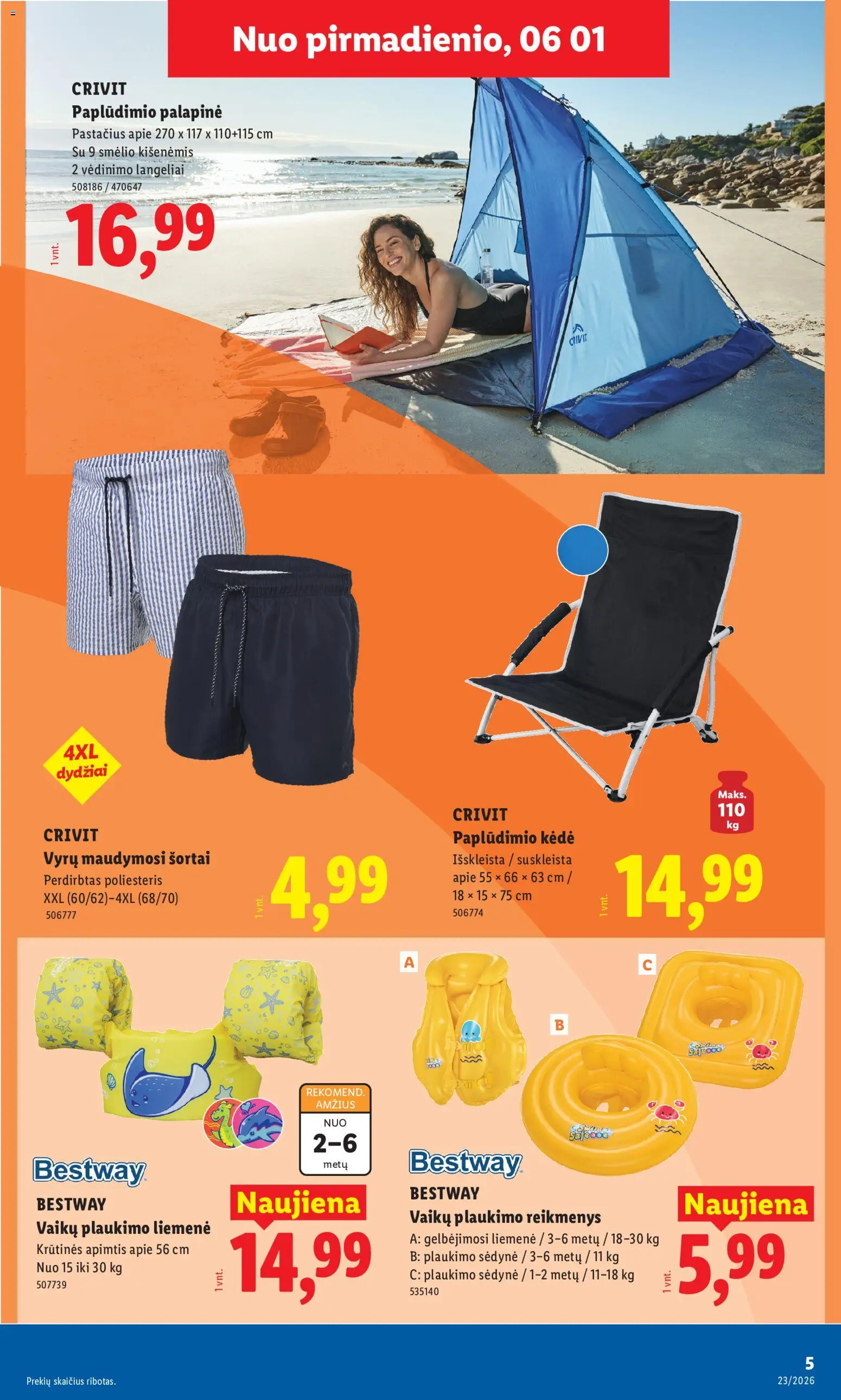 LIDL akcijos nuo 01.06.2026 | Puslapis: 5 | Prekių: Kėdė, Liemenė, Šortai