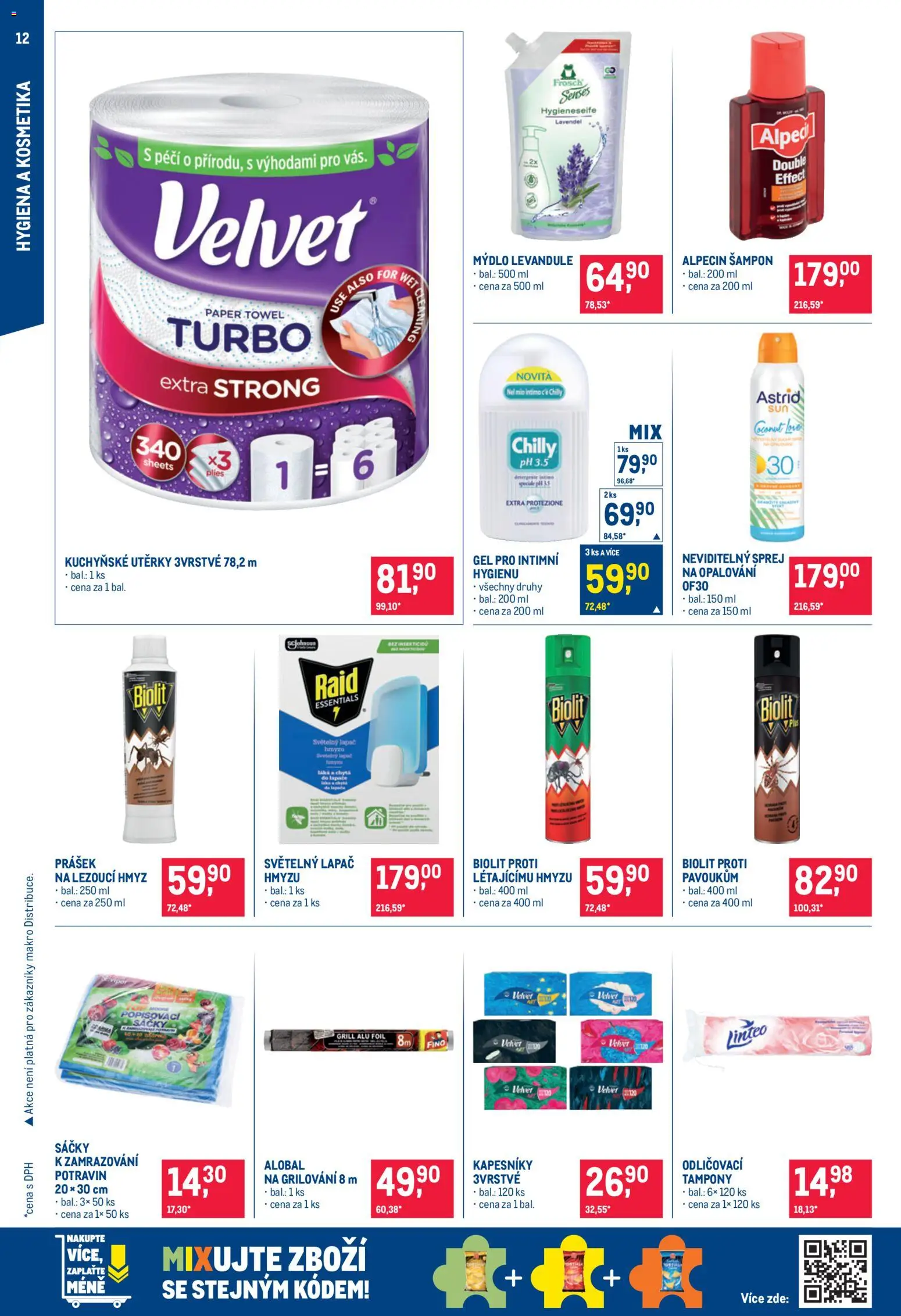 Makro leták - Nepotravinové zboží od 01.07.2026 | Strana: 12 | Produkty: Kuchyňské utěrky, Utěrky, Alobal, Šampon