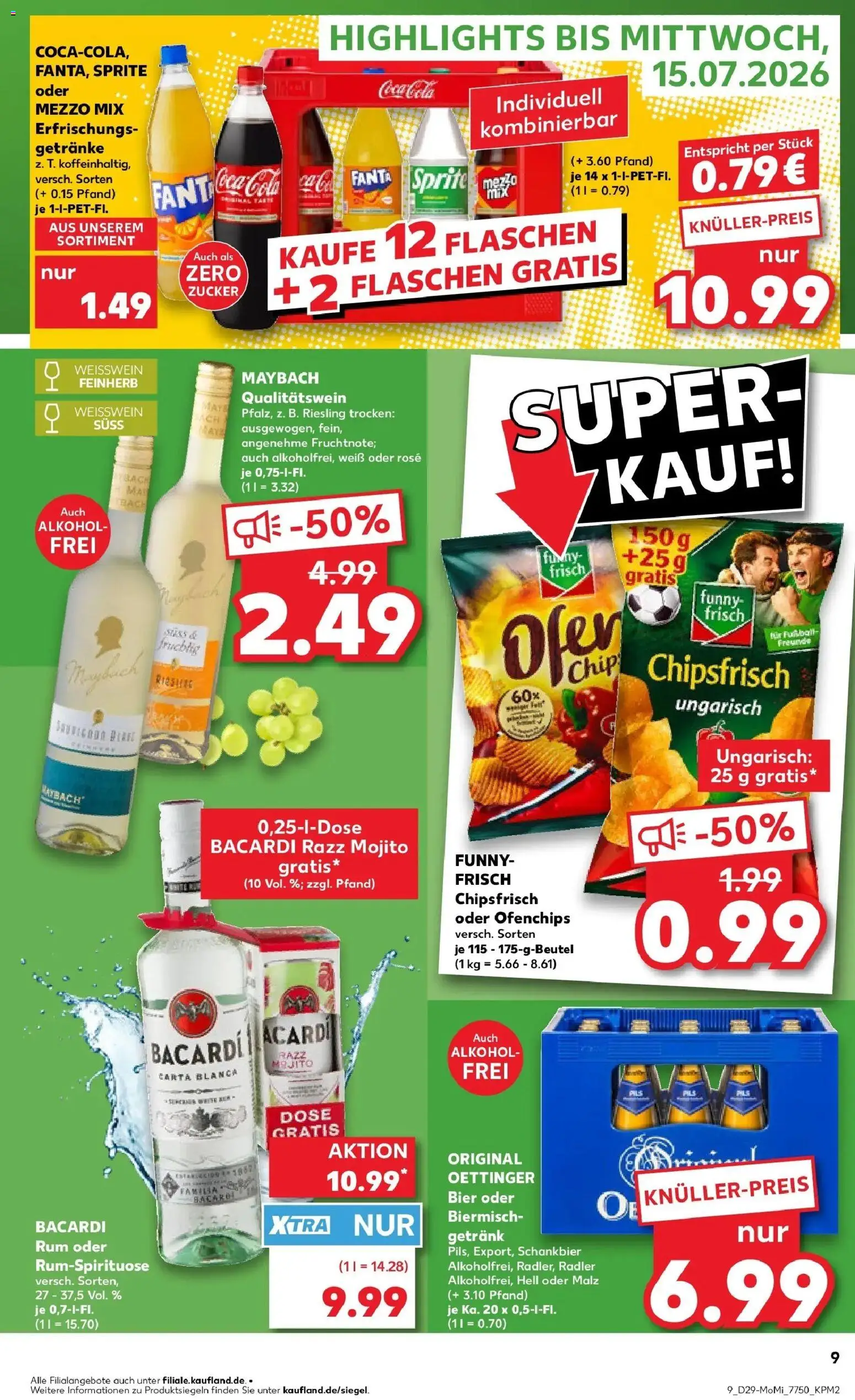 Kaufland Prospekt Mainz – gültig ab 13.07.2026 | Seite: 9 | Produkte: Ofen, Weißwein, Radler, Alkohol