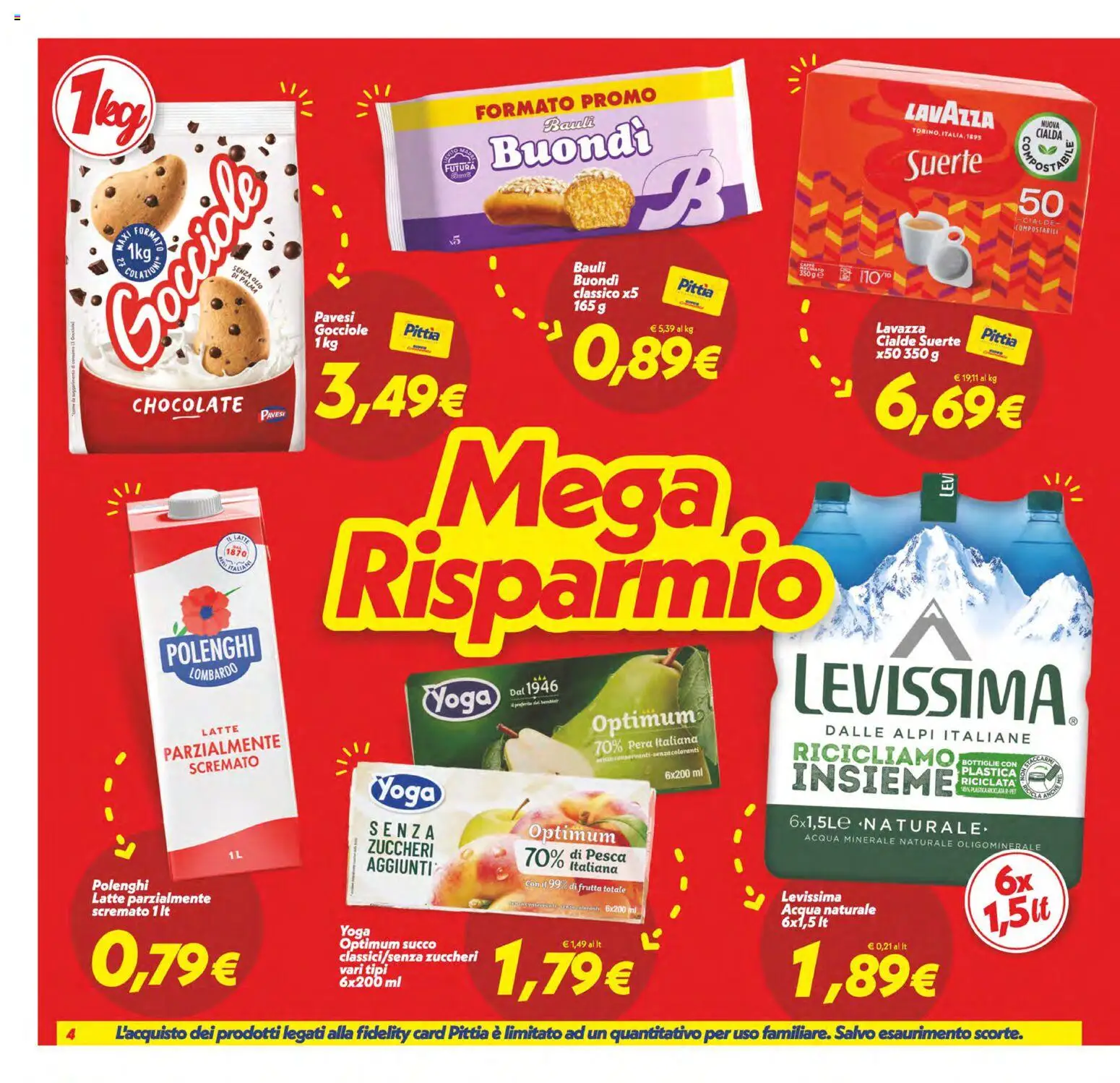 Volantino SuperConveniente del 07.04.2026 | Pagina: 4 | Prodotti: Latte, Olio, Lavazza, Acqua minerale