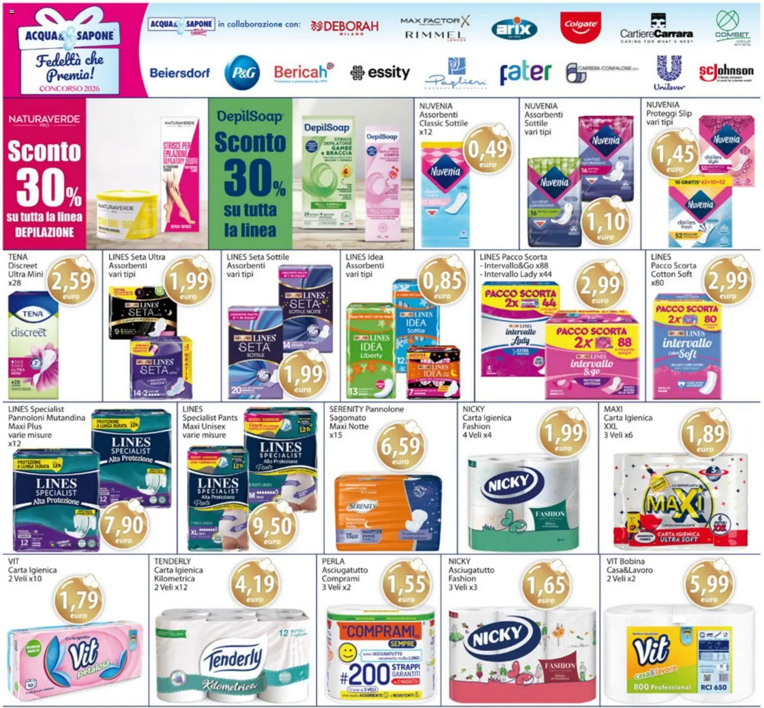 Volantino Acqua e Sapone del 04.05.2026 | Pagina: 16 | Prodotti: Carta igienica, Proteggi slip, Slip, Asciugatutto