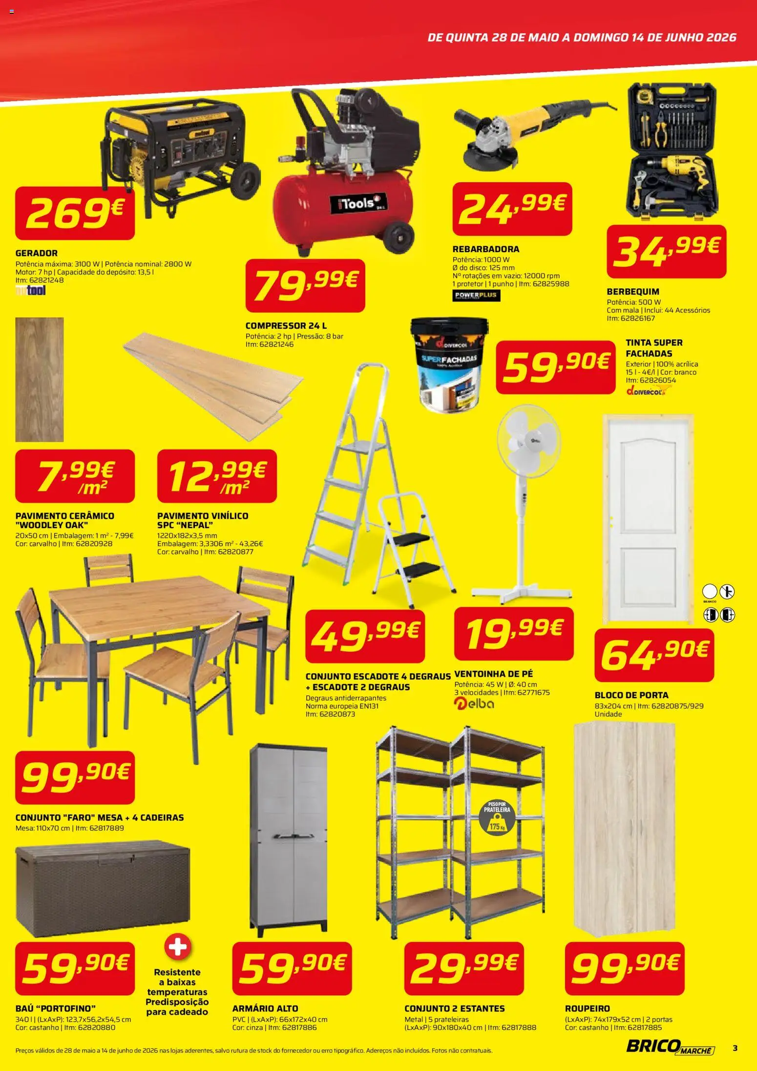 BricoMarché folheto │ válido de 28.05.2026 | Página: 3 | Produtos: Pavimento cerâmico, Armário, Tinta, Portas