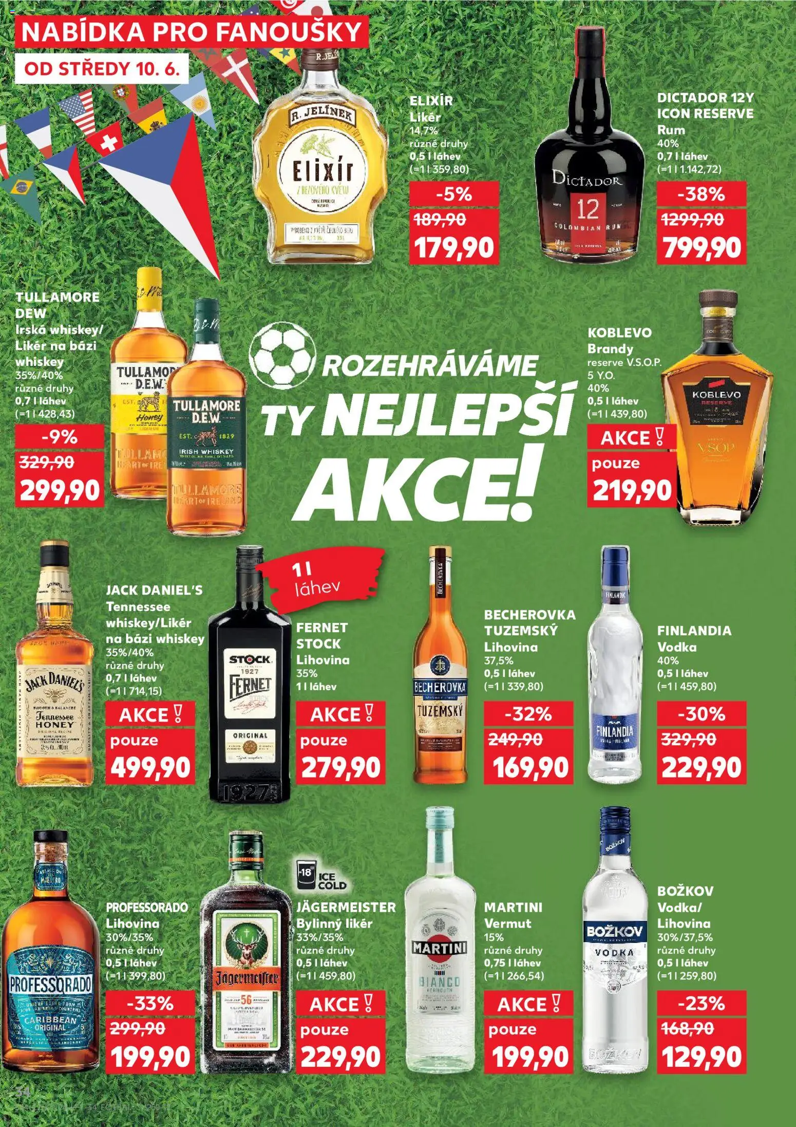 Kaufland leták - Praha 8 od 10.06.2026 | Strana: 34 | Produkty: Whiskey, Brandy, Jack Daniel’s, Láhev