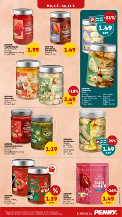 ORTO MIO Gegrillte Paprika Mit Knoblauch, je 650 g, Abtropfgewicht = 400 g ab 06.07.2026 gültig | Seite: 17 | Produkte: Tomaten, Paprika, Knoblauch, Chili