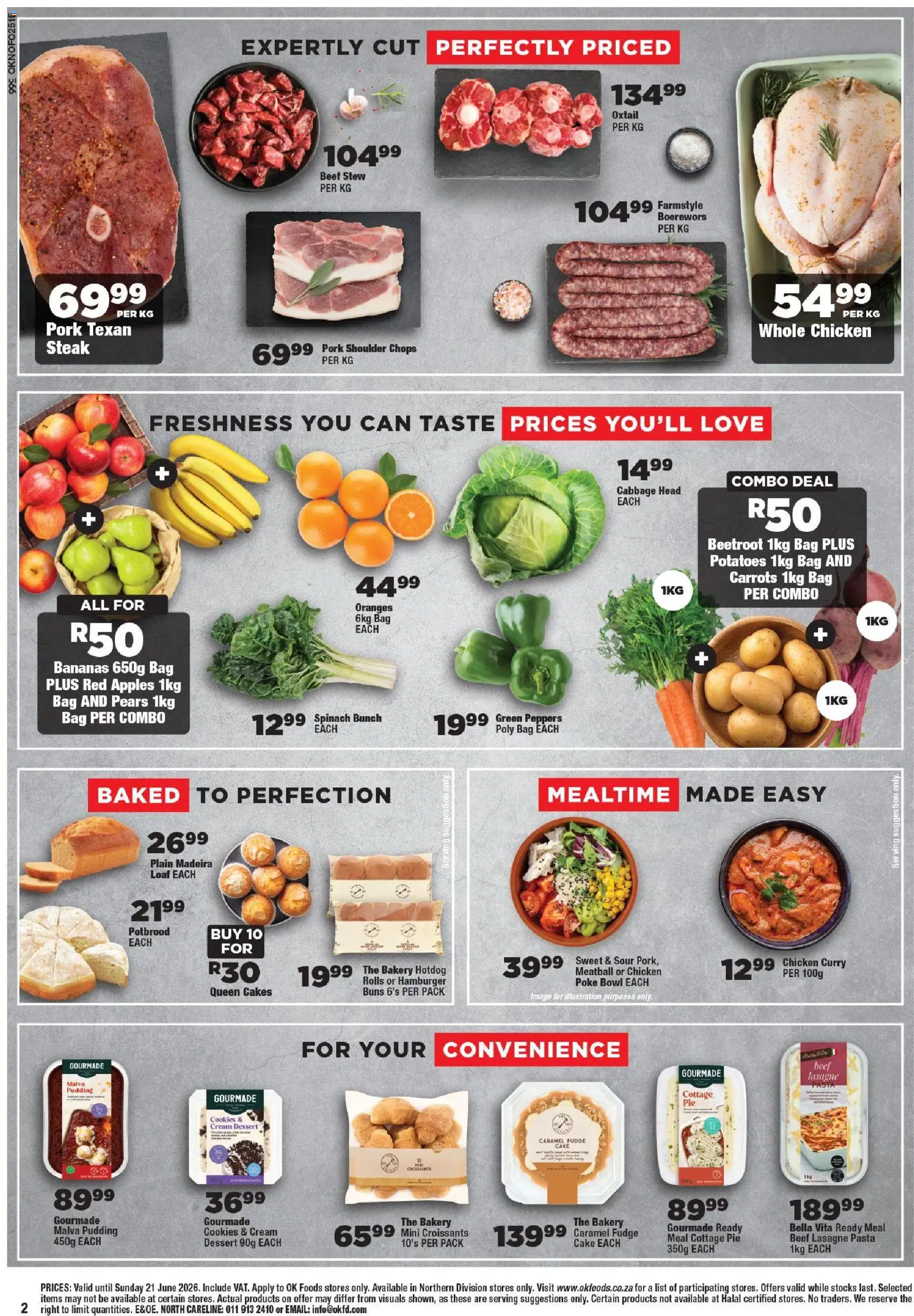 New OK Foods catalogue – valid from 10.06.2026 | Page: 2 | Products: Bakery, Buns, Chicken, Caramel