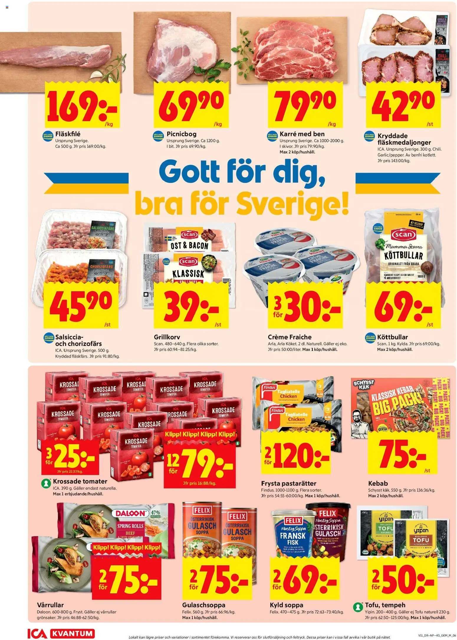 ICA Kvantum reklamblad aktuell från 09.03.2026 | Sida: 8 | Produkter: Bacon, Krossade tomater, Galler, Grillkorv