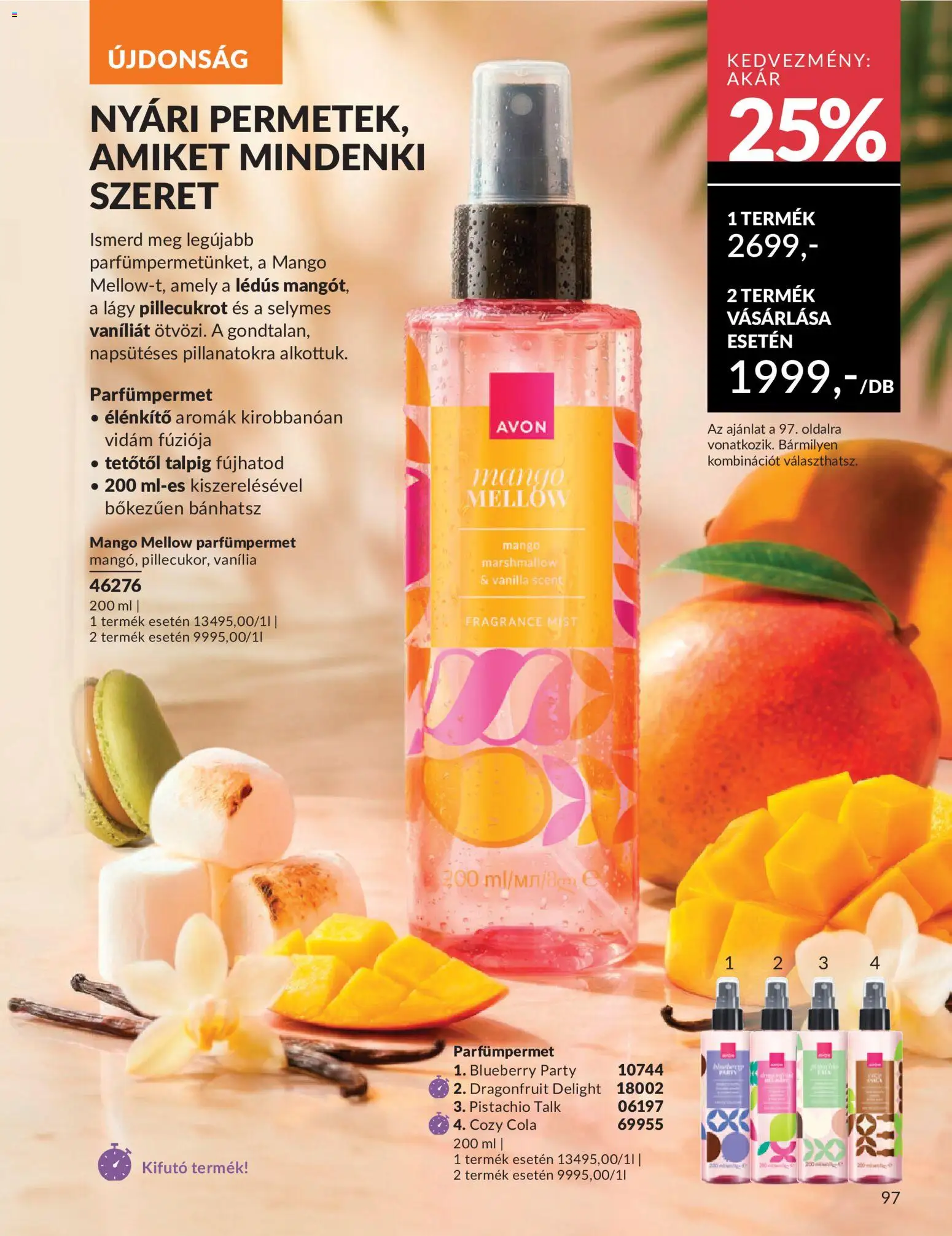 Avon akciós ujság - amely érvényes a következő dátumtól: 01.06.2026 | Oldal: 123 | Termékek: Cola, Mangó