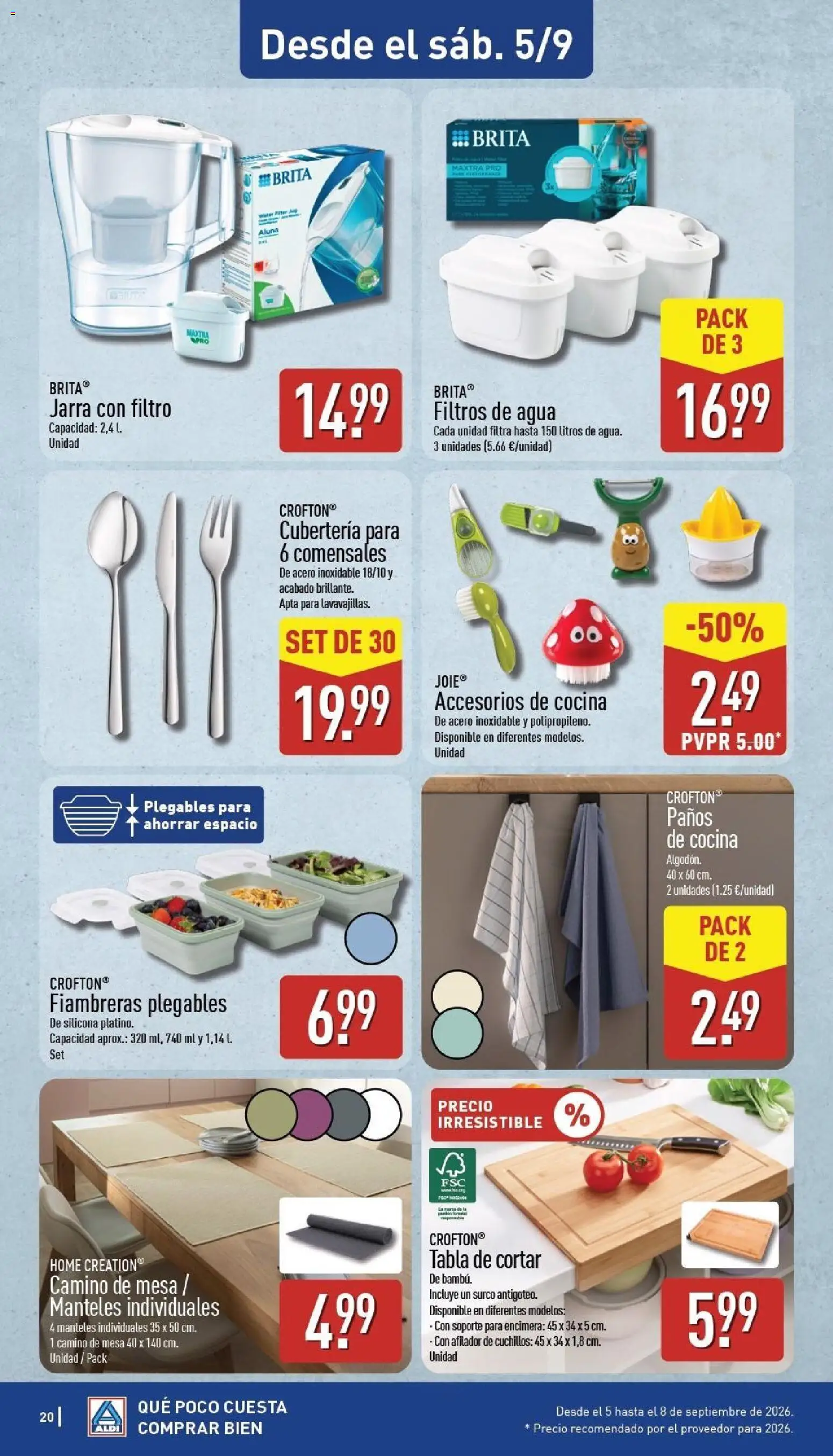 Aldi folleto Península │ válido desde el 31/08/2026 | Página: 20 | Productos: Cuchillos, Cocina, Mesa, Agua