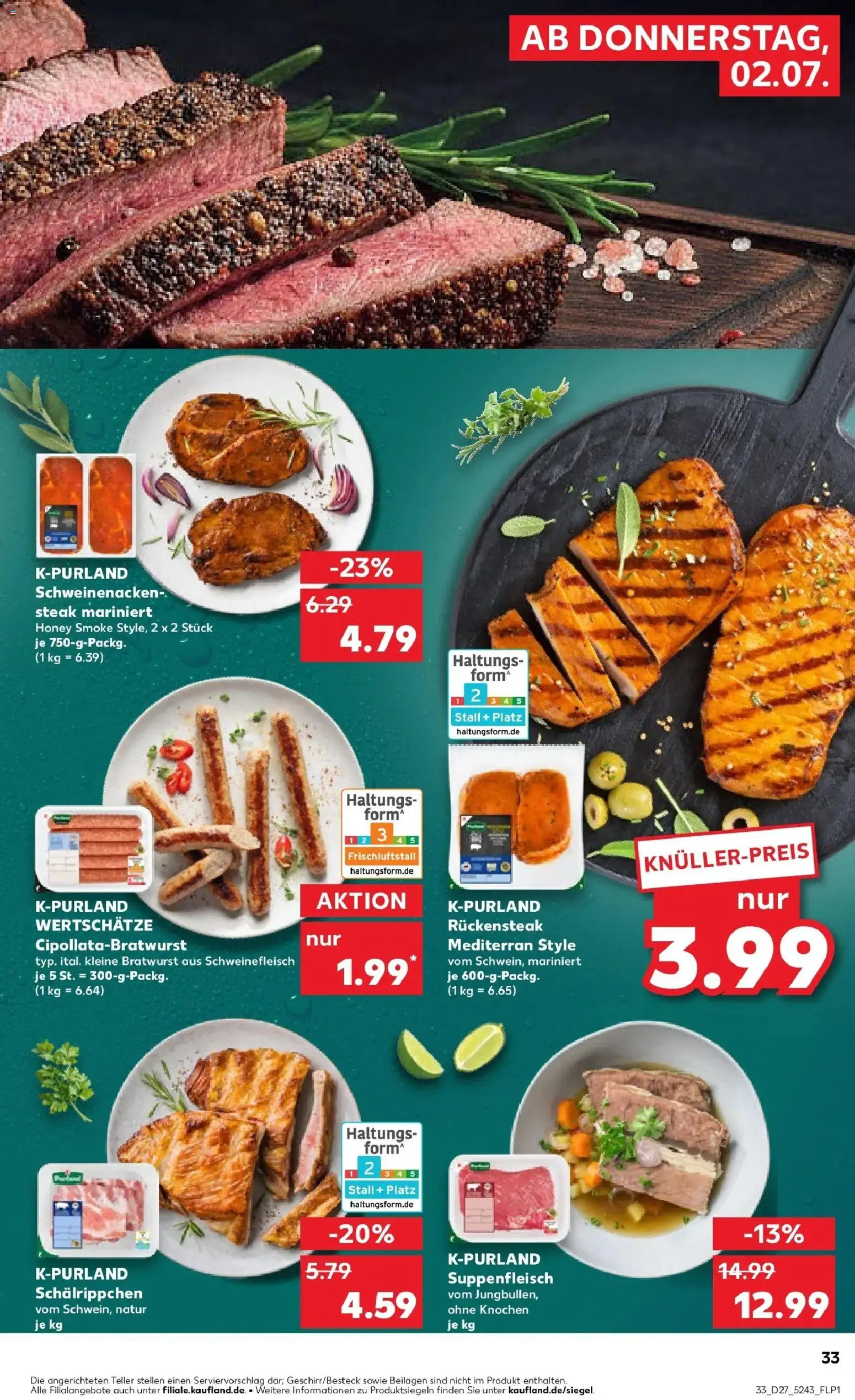 Kaufland Prospekt Alzey – gültig ab 29.06.2026 | Seite: 40 | Produkte: Bratwurst, Schweinenacken, Suppenfleisch, Steak