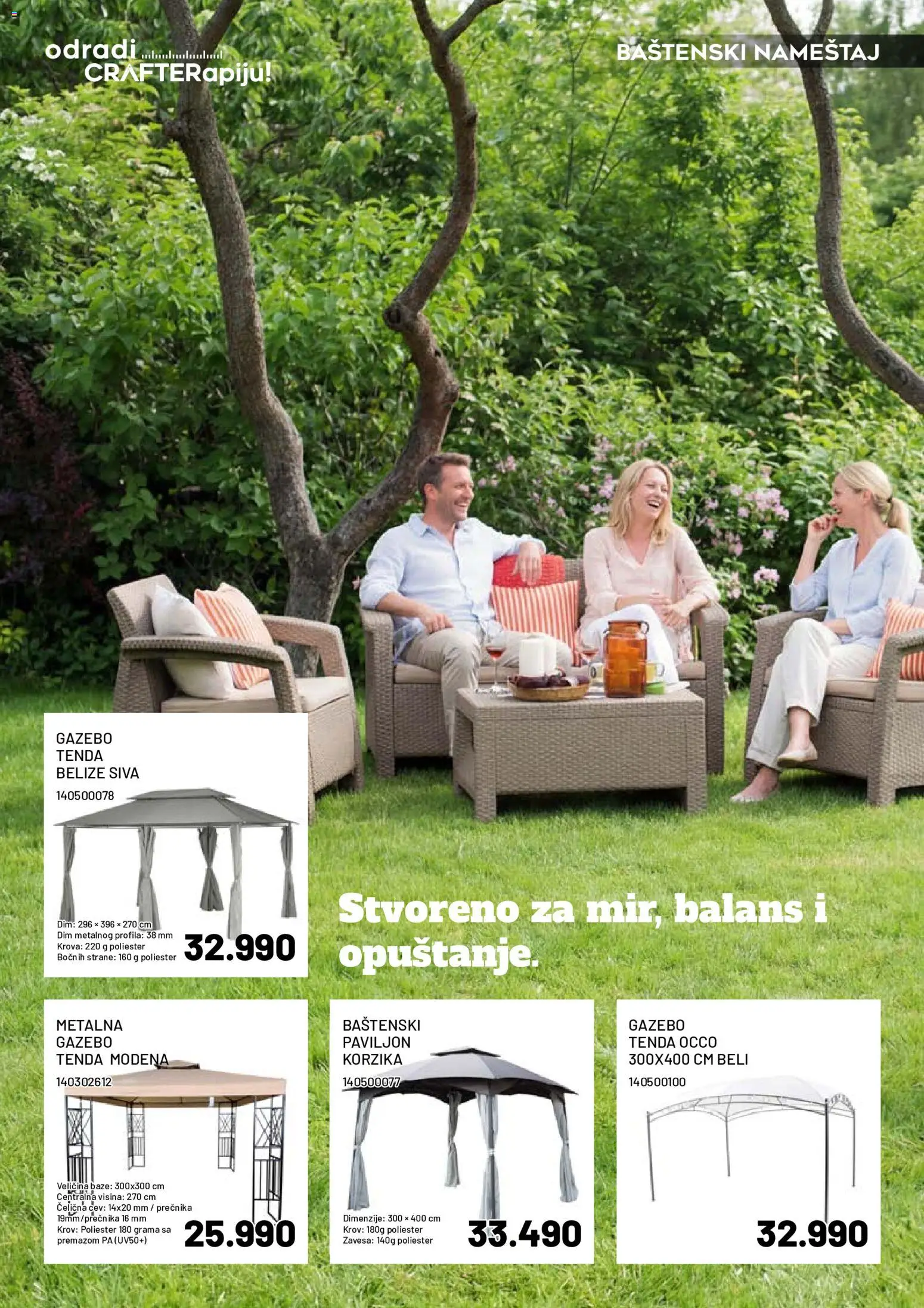 Crafter katalog - važi od 20.04.2026 | Strana: 10 | Proizvode: Baštenski nameštaj, Zavesa