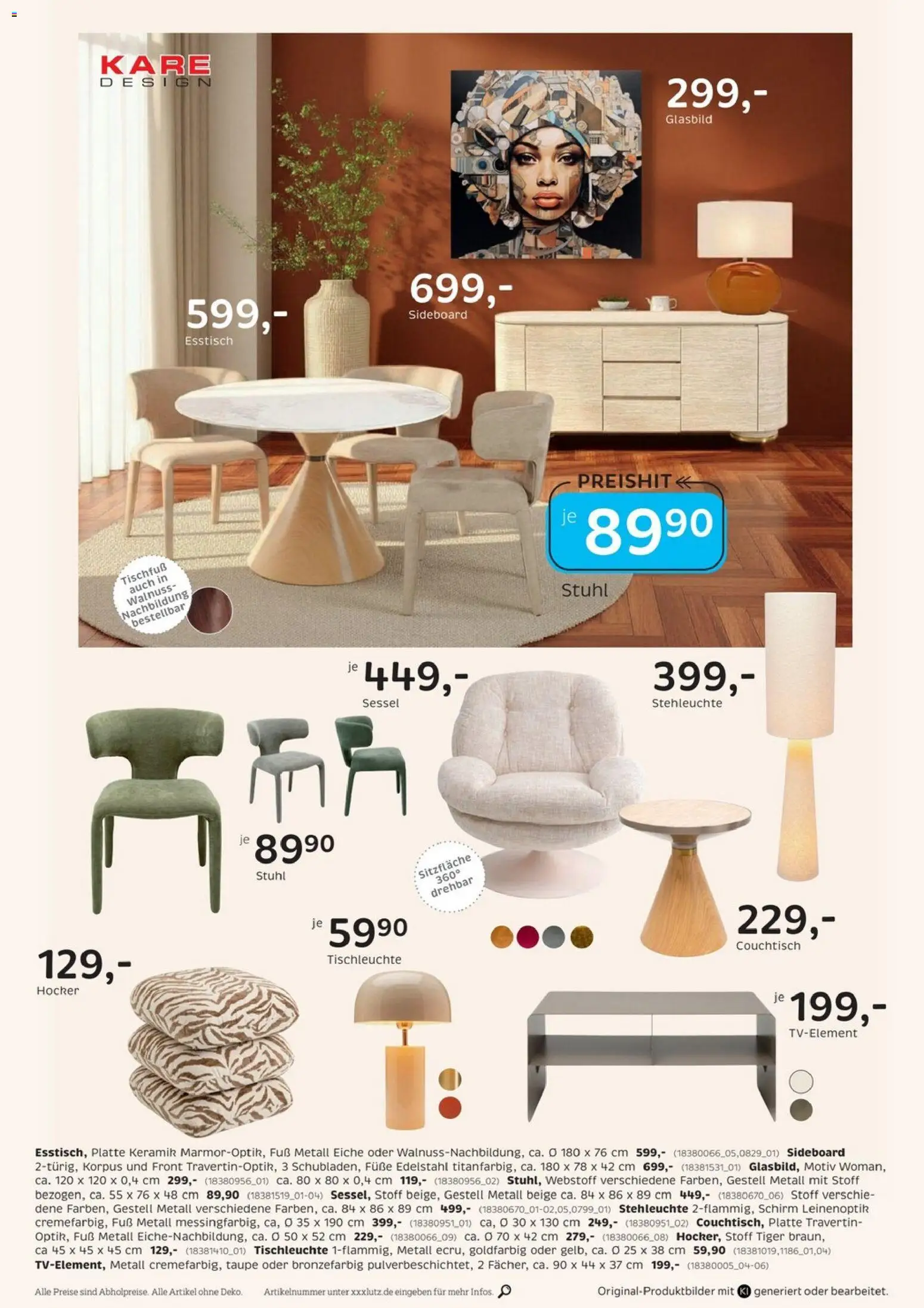 XXXLutz KARE Spezial – gültig ab 17.10.2026 | Seite: 2 | Produkte: Sideboard, Hocker, Esstisch, Sessel