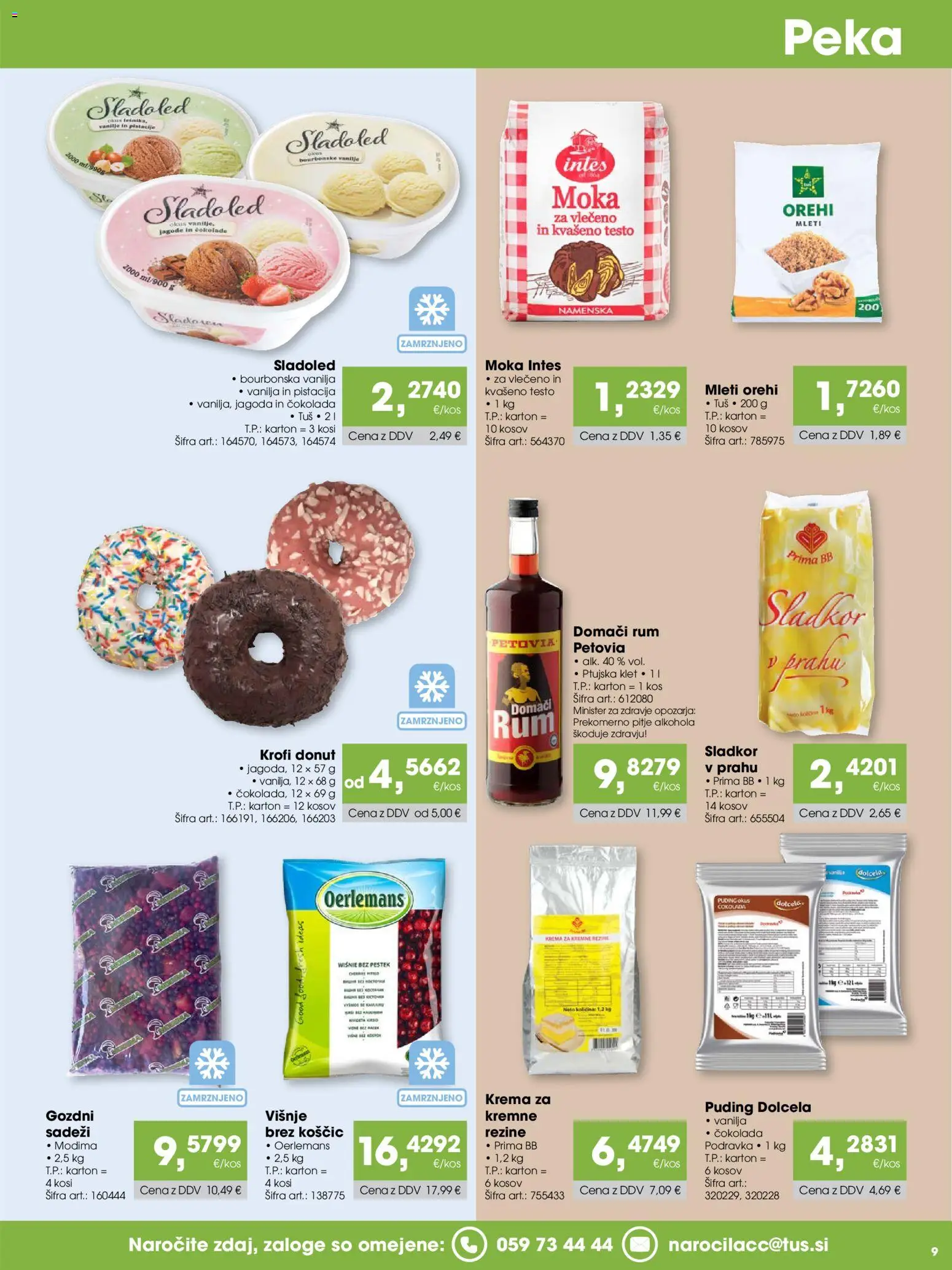 Novi Tuš katalog ponudbe – veljaven od 15.10.2026 | Stran: 9 | Izdelki: Puding, Domači rum, Sladoled, Sladkor