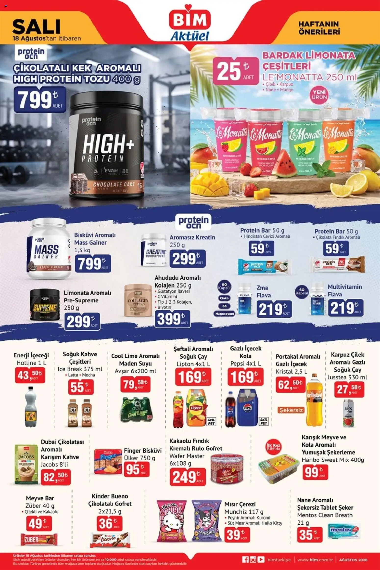 BİM - Katalog Salı - 18 Ağustos 2026 tarihinden itibaren geçerlidir | Sayfa: 3 | Ürünler: Peynir, Gazlı içecek, Soğuk çay, Maden suyu