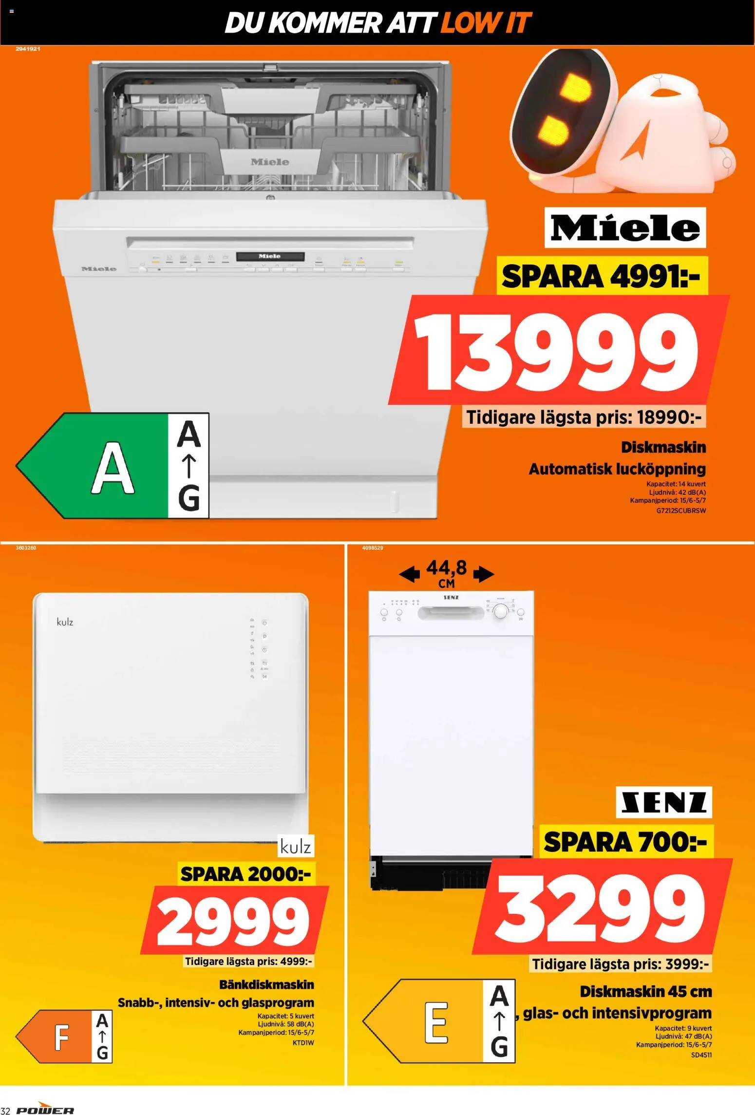 Power reklamblad aktuell från 15.06.2026 | Sida: 32 | Produkter: Diskmaskin, Kuvert, Bänkdiskmaskin