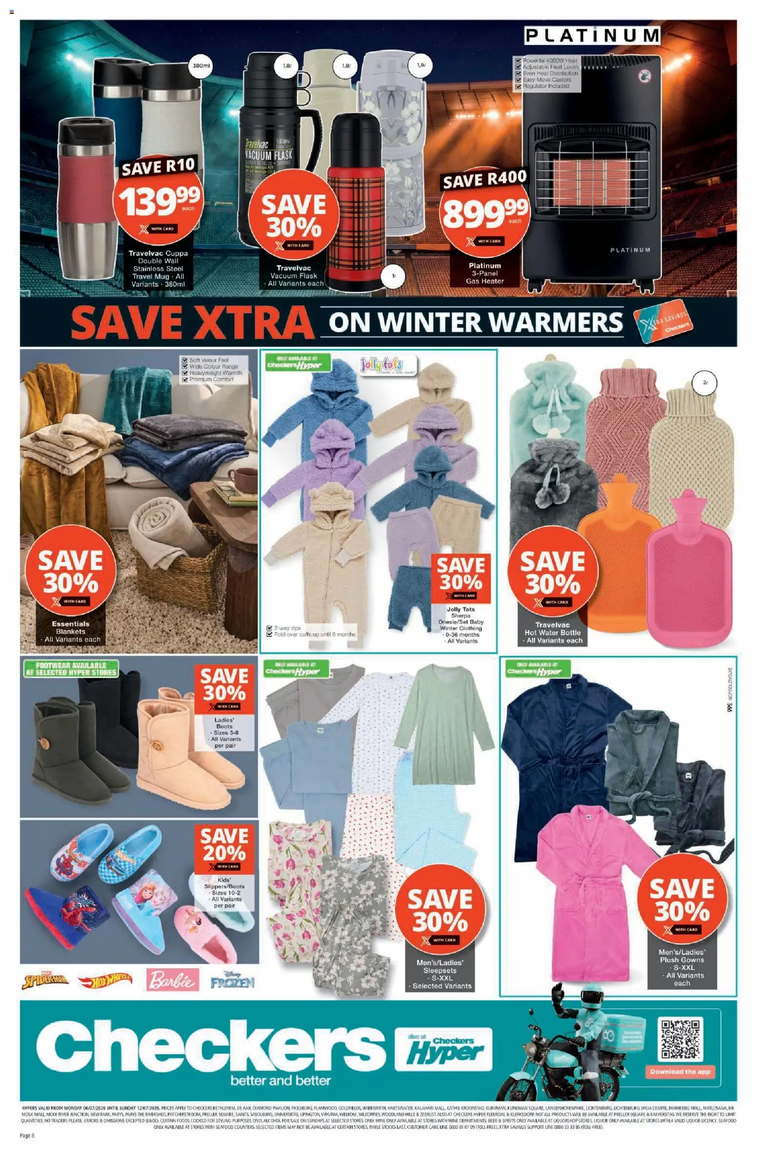 New Checkers catalogue – valid from 06/07/2026 | Page: 8 | Products: Boots, Flask, Beer, Seafood