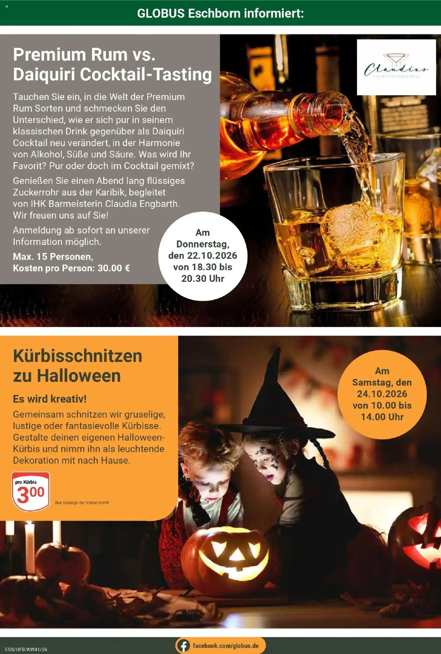 Globus Prospekt Eschborn (ab 05.10.2026) » Angebote online | Seite: 22 | Produkte: Rum, Kürbis, Uhr