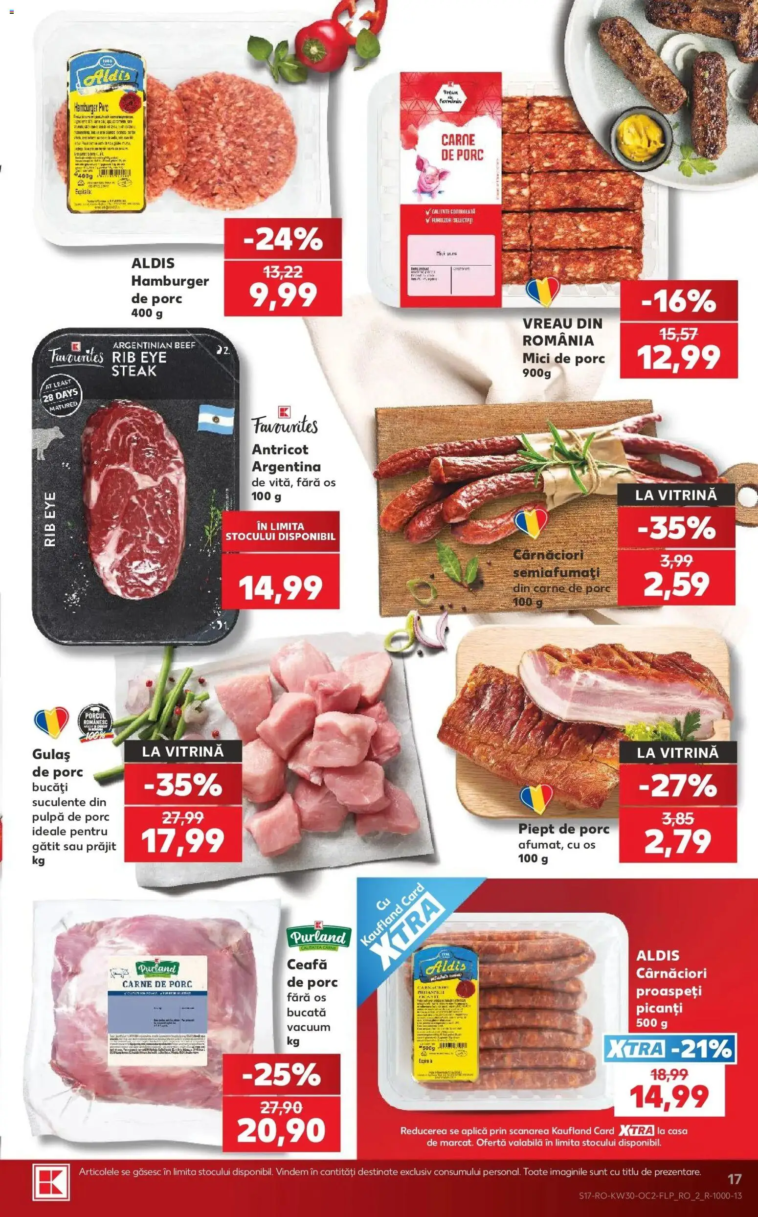 Noul catalog Kaufland – valabil de la 22.07.2026 | Pagină: 17 | Produse: Vitrină, Mici, Piept de Porc, Hamburger