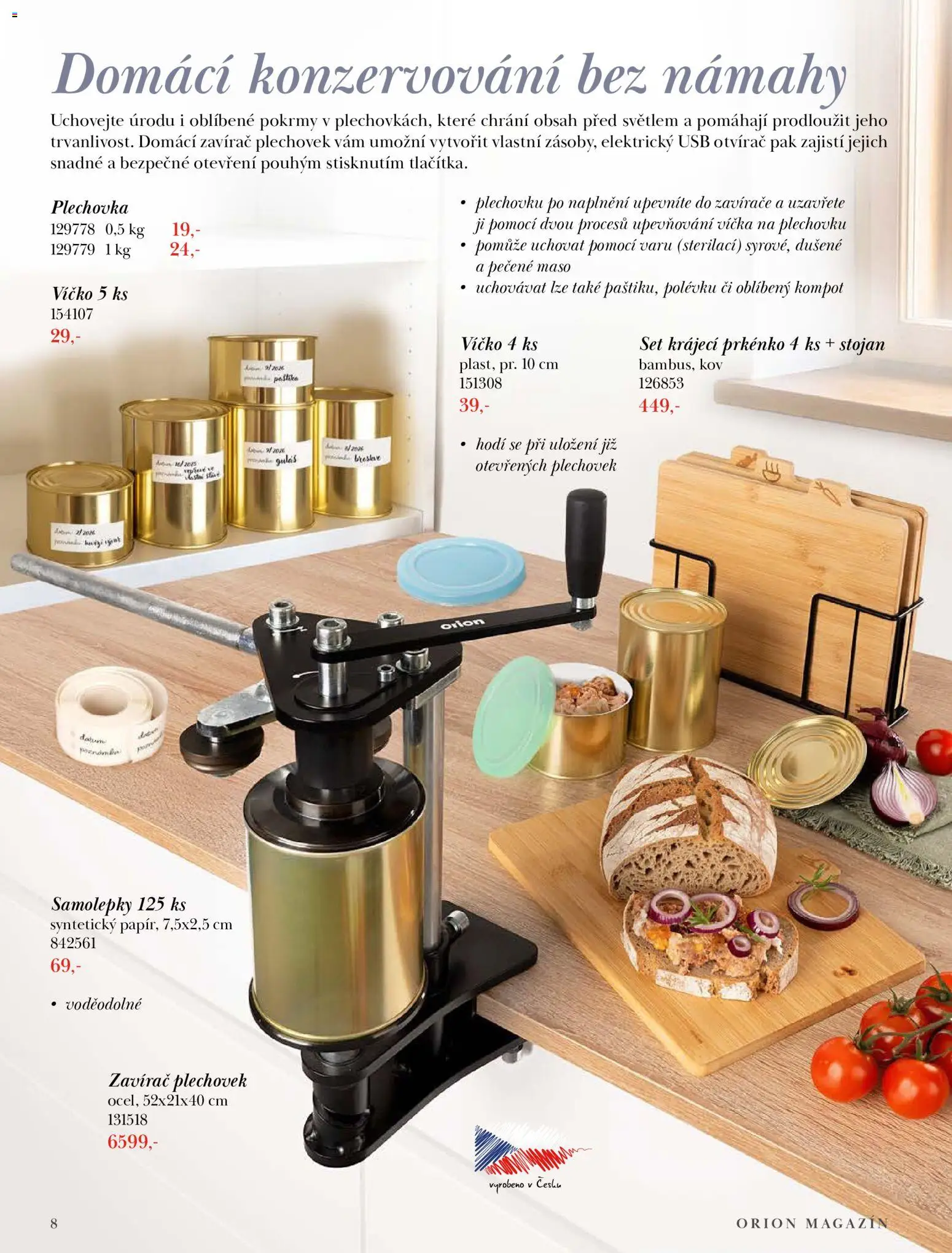 Orion katalog - Podzim/zima 2026/2027 od 22.09.2026 | Strana: 8 | Produkty: Kompot, Samolepky, Maso, Prkénko