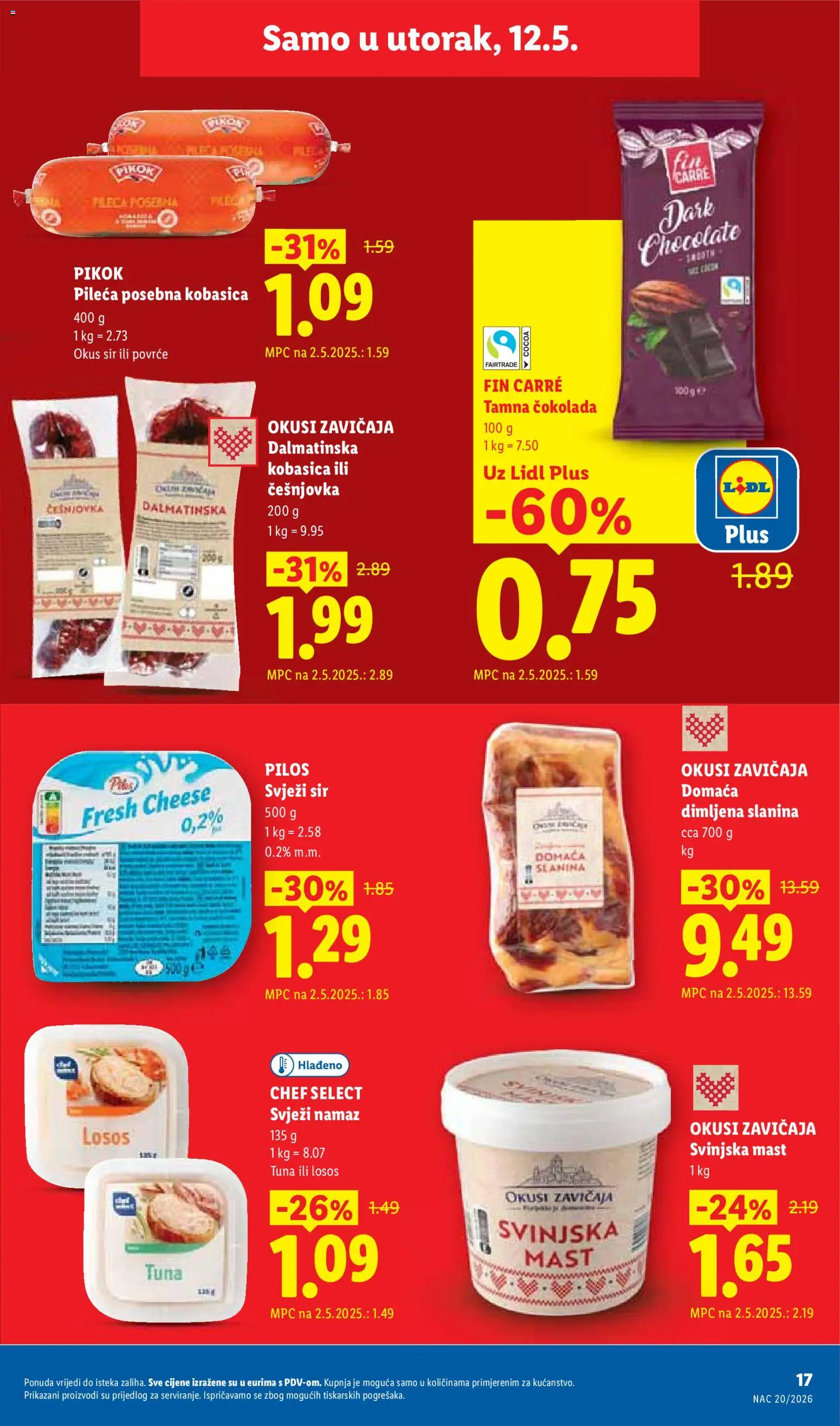 Lidl katalog | vrijedi od 11.05.2026 | Stranica: 17 | Proizvodi: Mast, Svinjska mast, Losos, Namaz