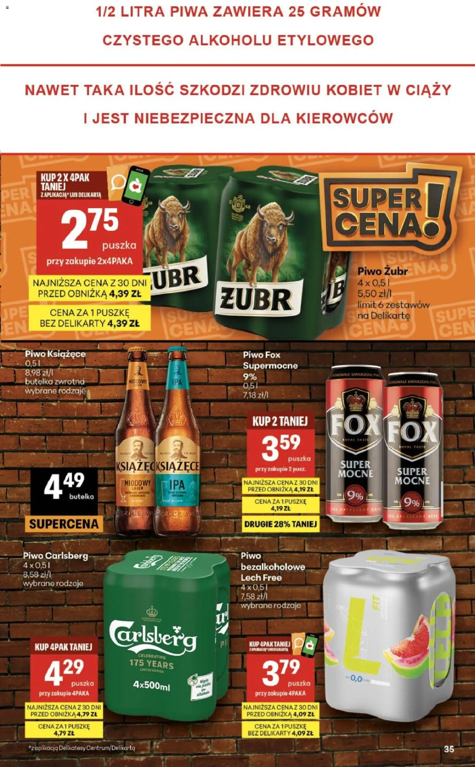 Delikatesy Centrum gazetka - Sklepy Własne od 30.07.2026 | Strona: 35 | Produkty: Piwo żubr, Delikatesy, Piwo Carlsberg, Piwo
