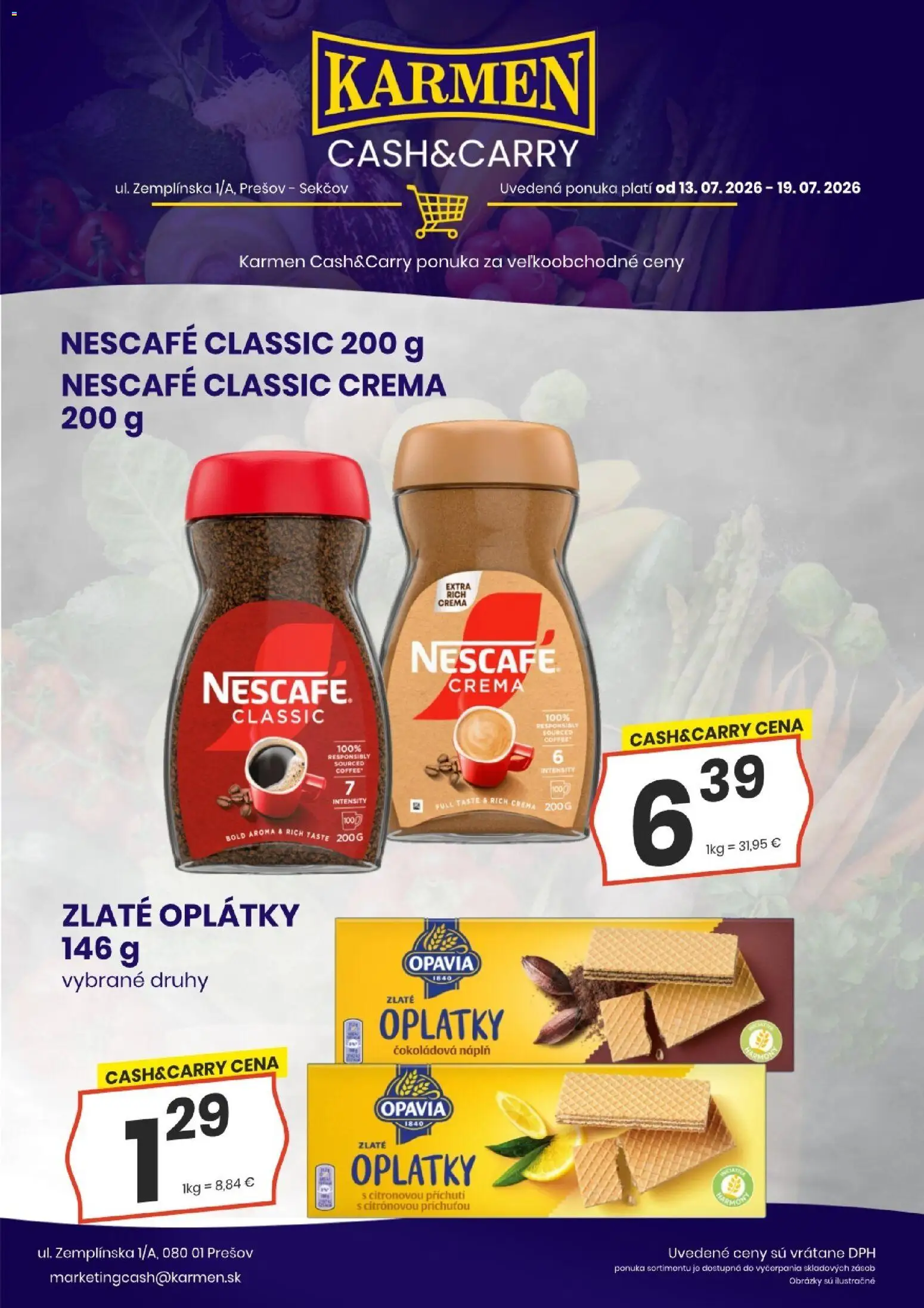 Nové KARMEN CBA akcie – leták je platný od 13.07.2026 | Strana: 3 | Produkty: Nescafé Classic, Nescafé Crema