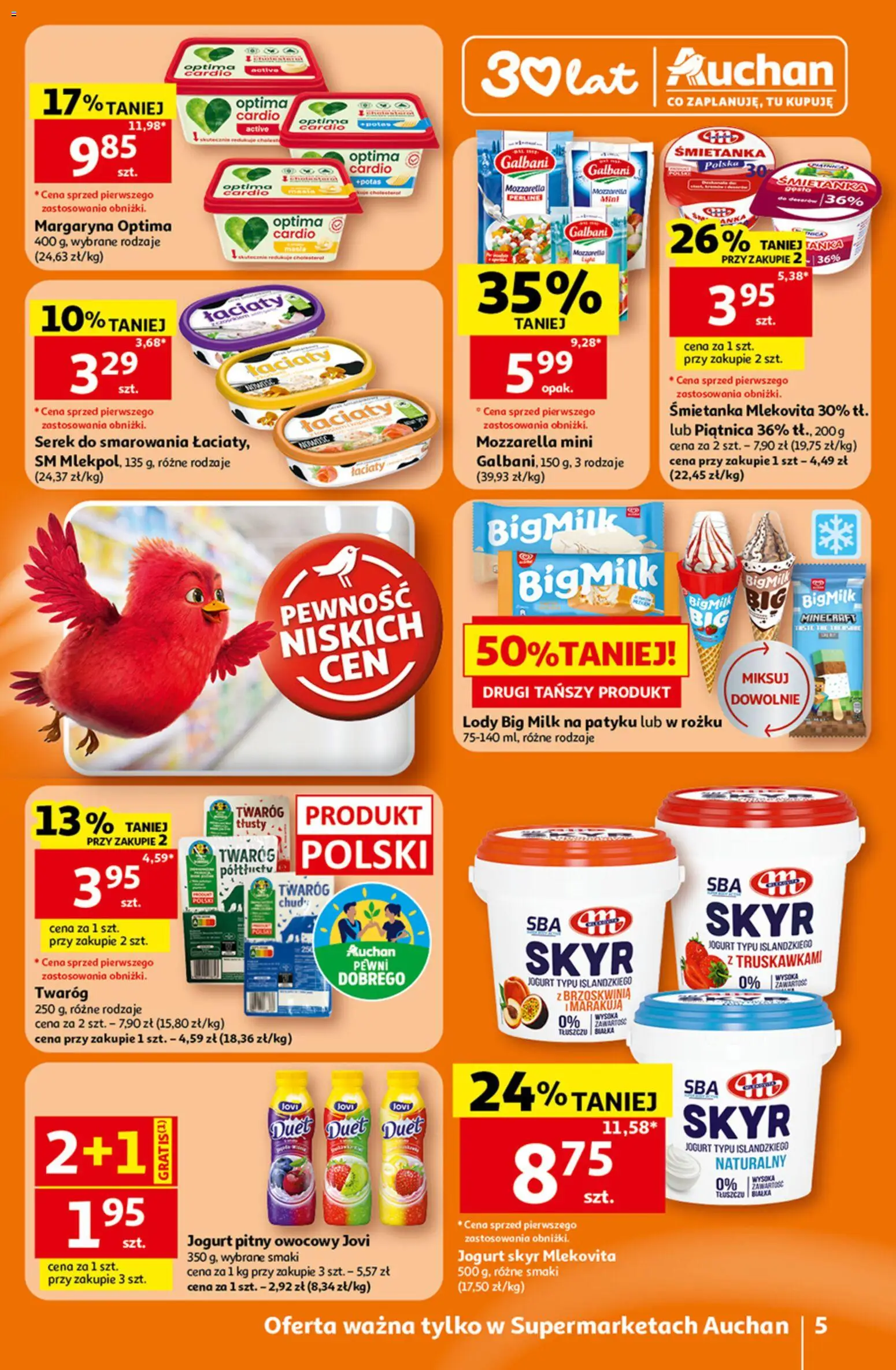 Auchan gazetka od 23.07.2026 | Strona: 5 | Produkty: Brzoskwinia, Margaryna, Twaróg, Skyr