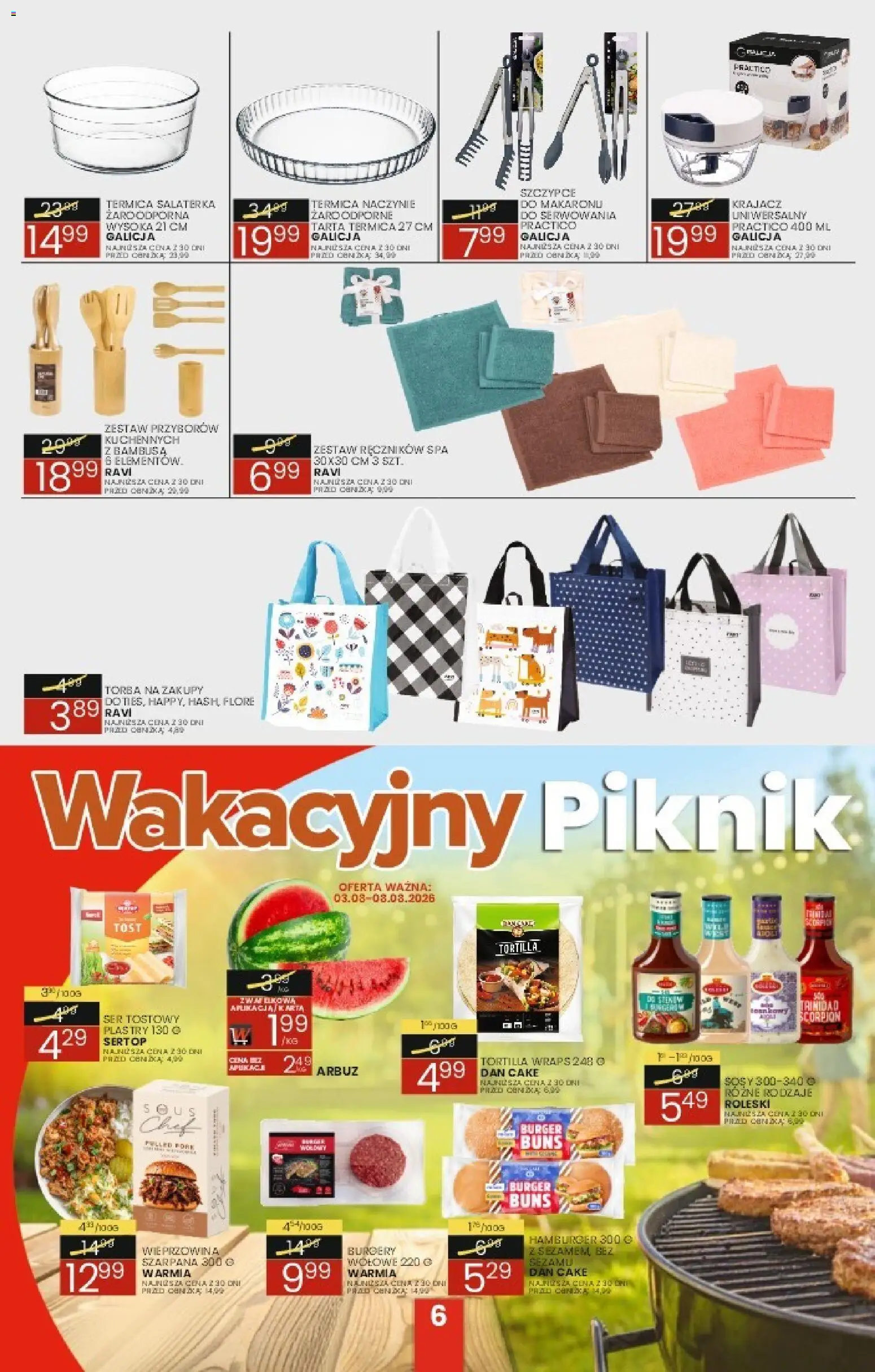 Wafelek gazetka od 27.07.2026 | Strona: 6 | Produkty: Hamburger, Torba, Tortilla, Ser