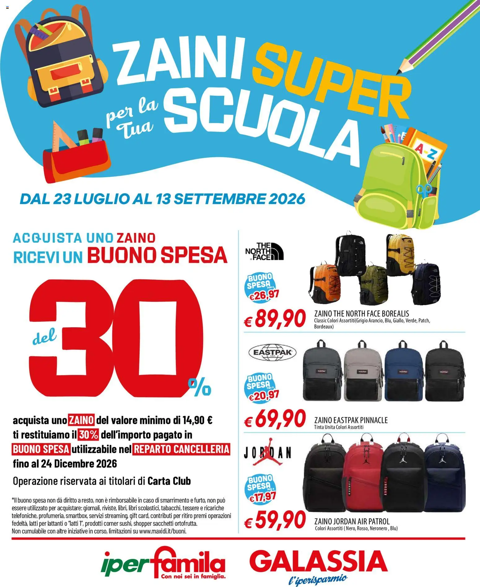 Volantino Galassia del 23/07/2026 | Pagina: 1 | Prodotti: Jordan, Zaino, The