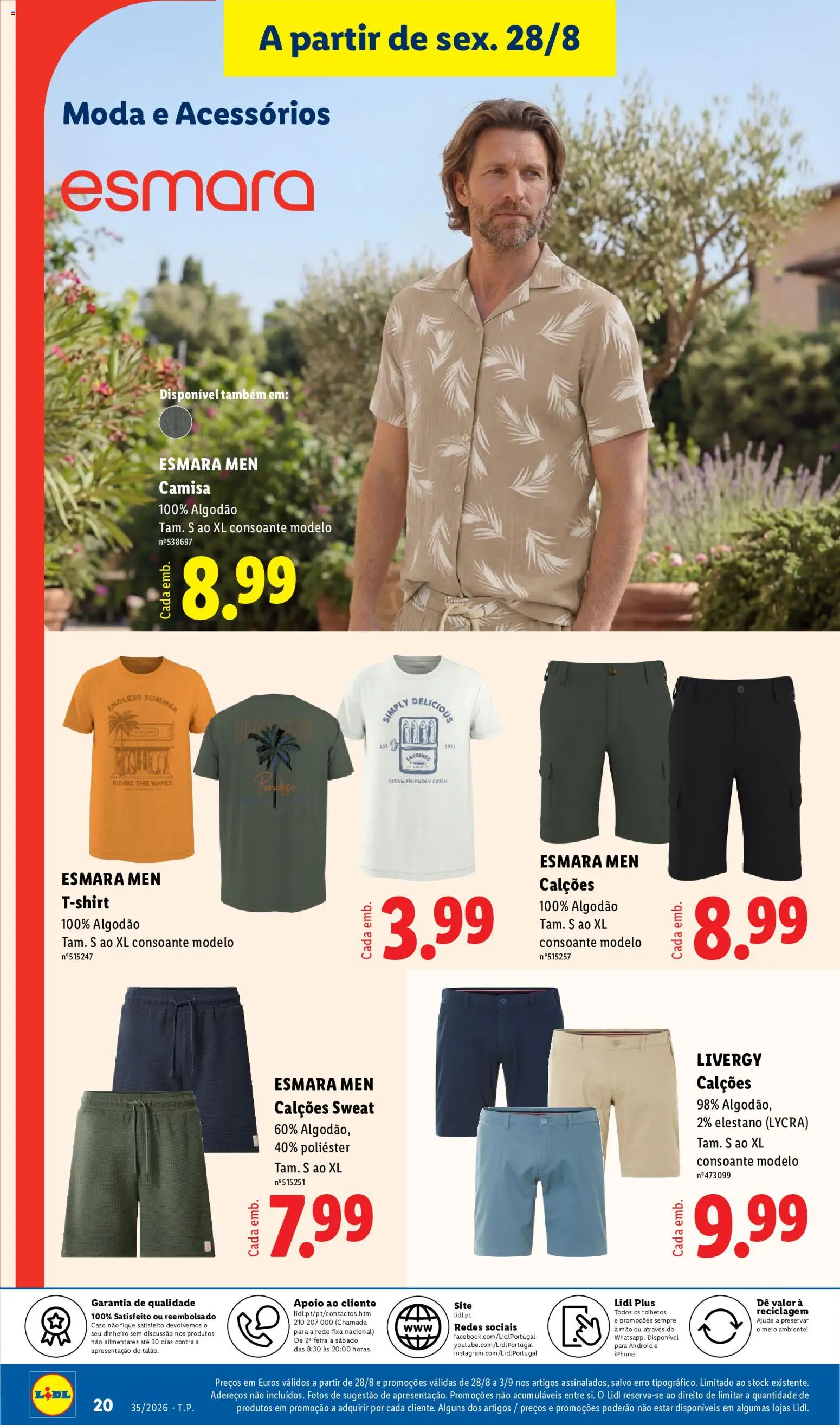 Lidl Novidades │ válido de 24/08/2026 | Página: 20 | Produtos: Algodão, Calções, Camisa