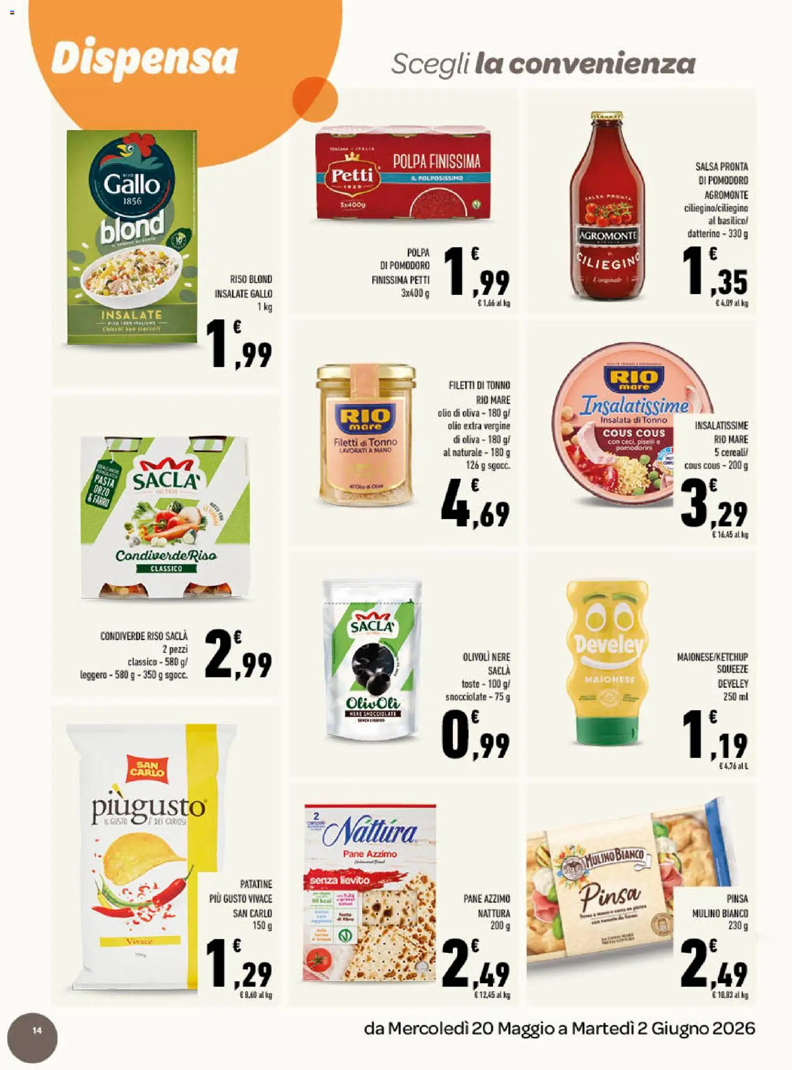 Volantino Conad del 20.05.2026 | Pagina: 14 | Prodotti: Riso, Pomodoro, Olio, Olio extra vergine