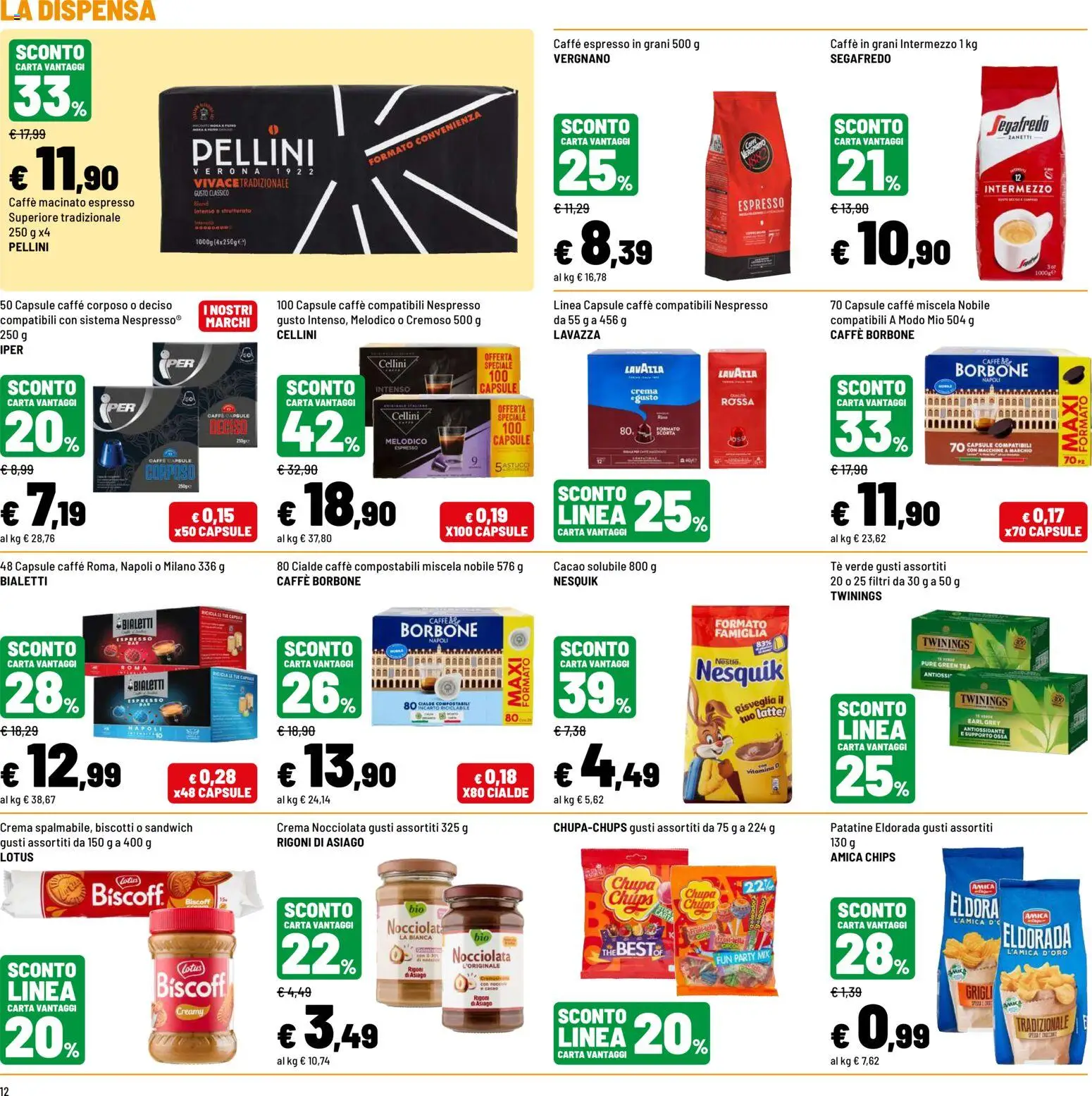 Volantino Iper del 09/07/2026 | Pagina: 12 | Prodotti: Biscotti, Cacao, Caffè in grani, Lavazza