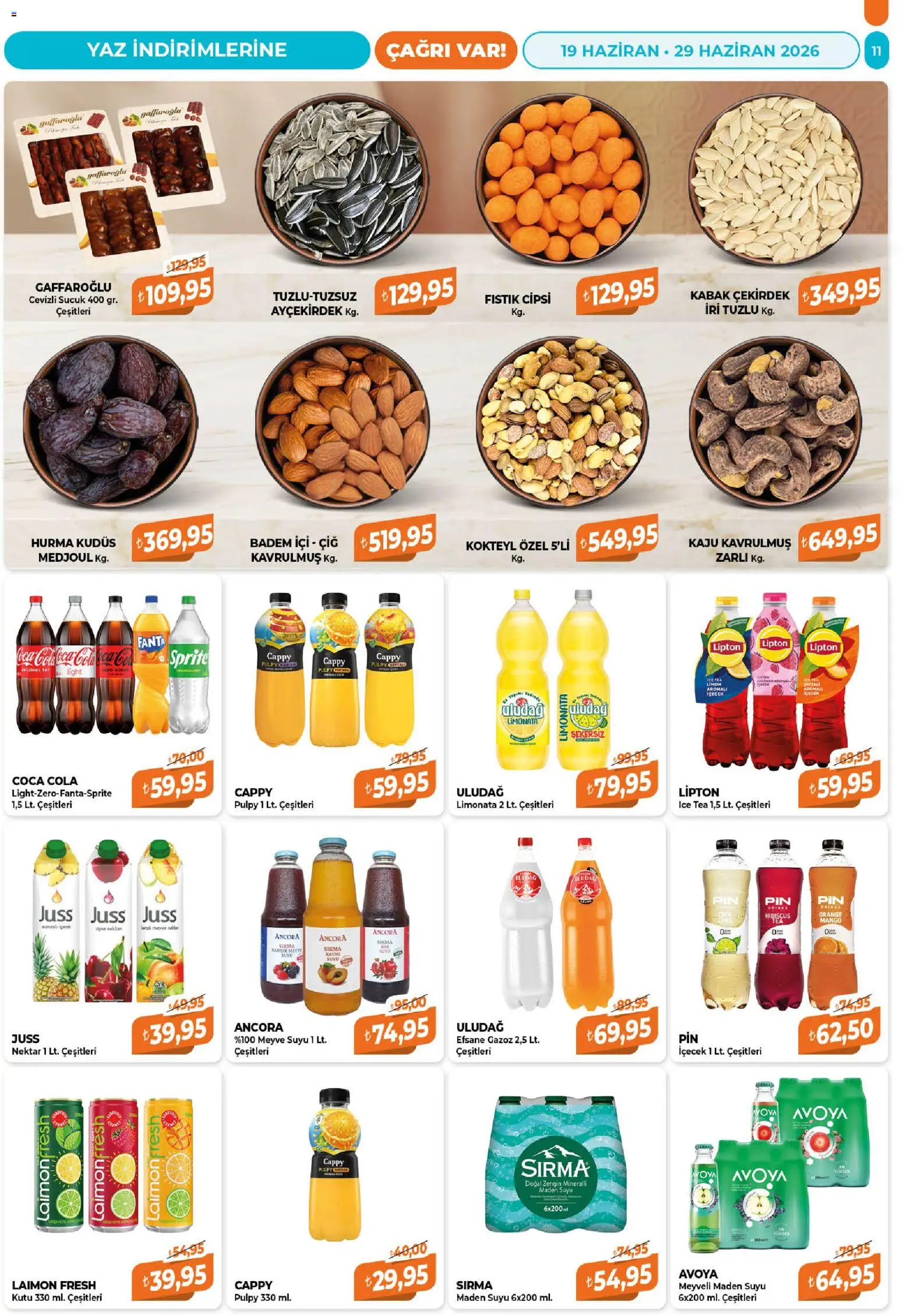 Çağrı Market Katalog - 19.06.2026 tarihinden itibaren geçerlidir | Sayfa: 11 | Ürünler: Meyve, Limon, Hurma, Ice tea